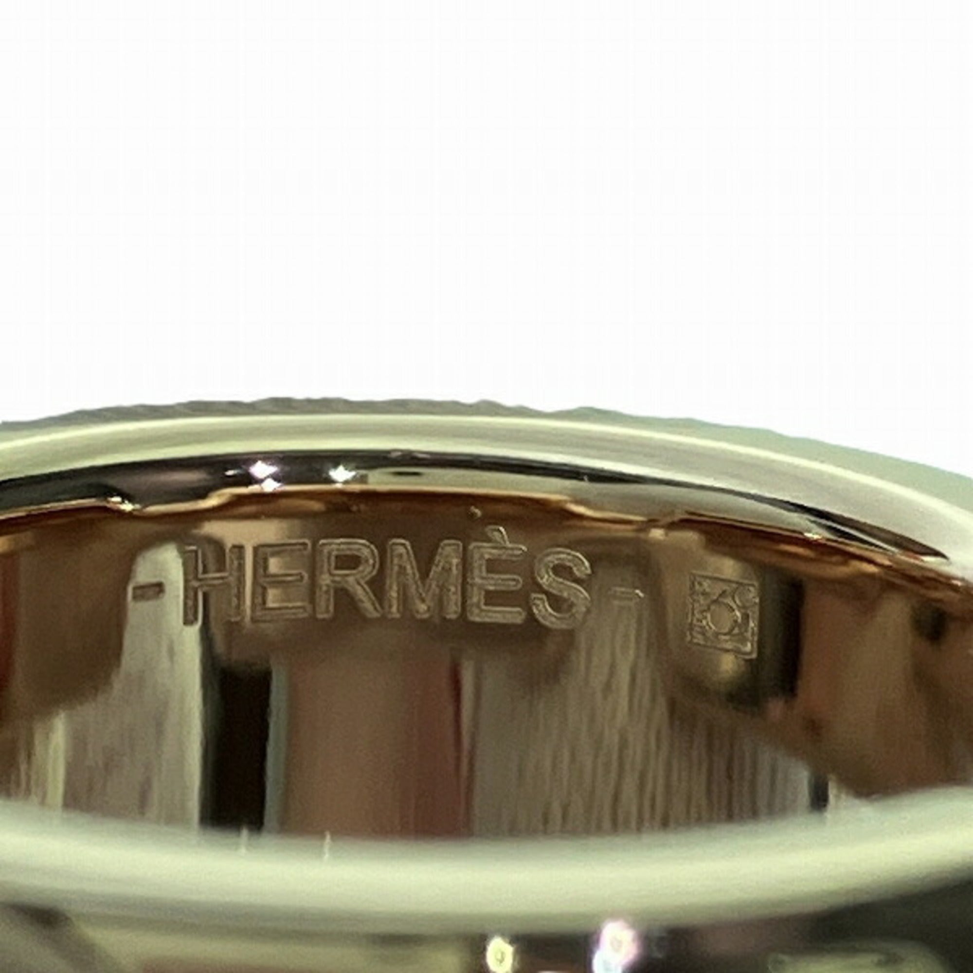 Hermes Black Pink Gold Leather Metal Band Ring (Pre-Owned)