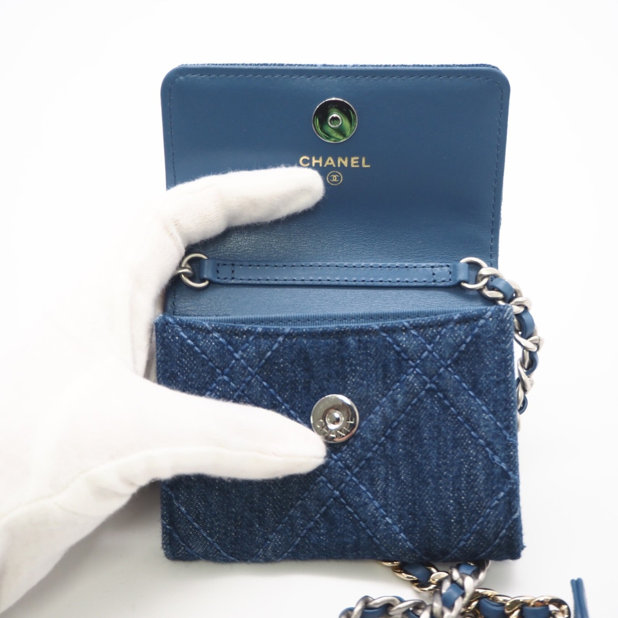 Chanel Denim Blue Denim Leather Shoulder Bag (Pre-Owned)