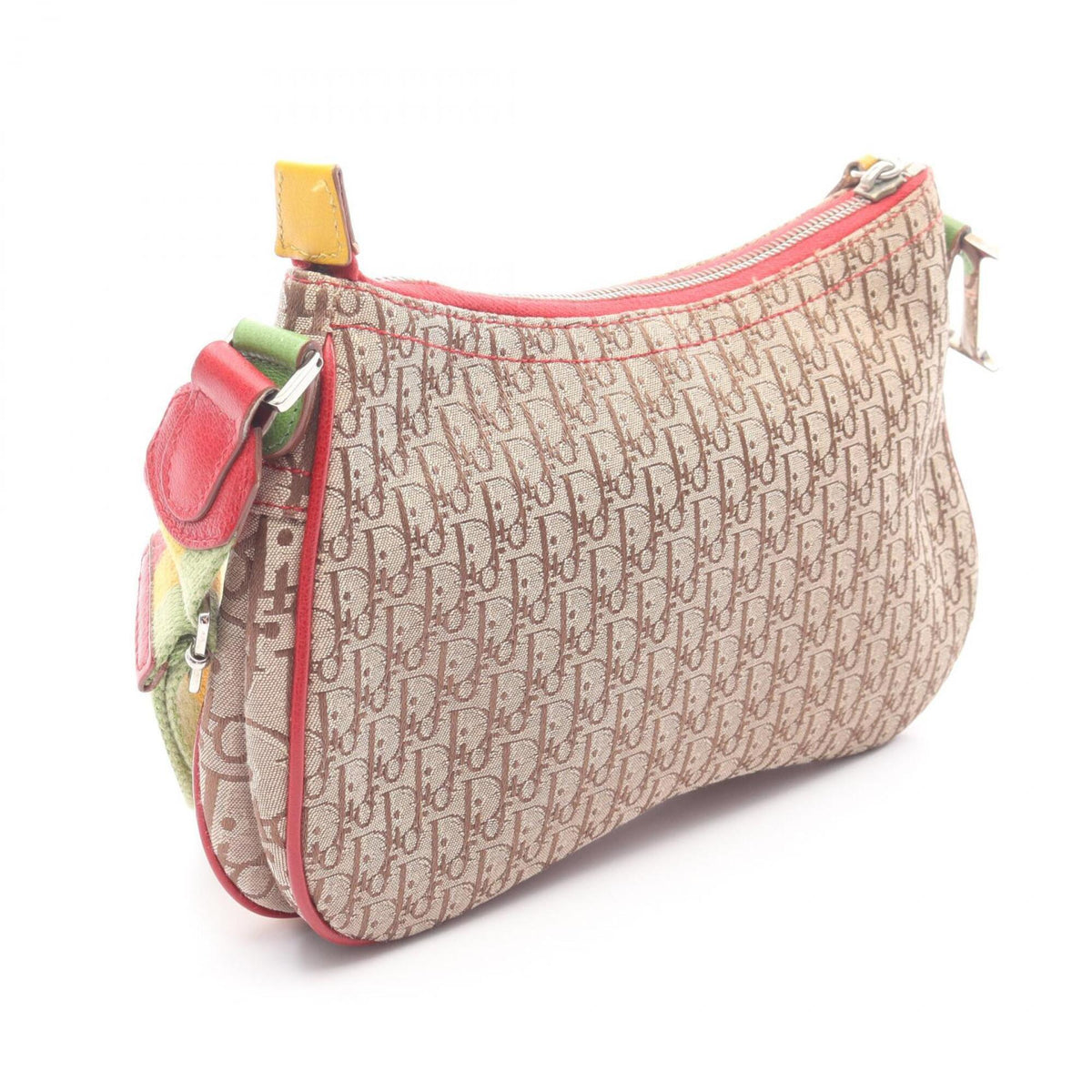 Christian Dior Beige Multi-Color Canvas Leather Handbag Shoulder Bag (Pre-Owned)