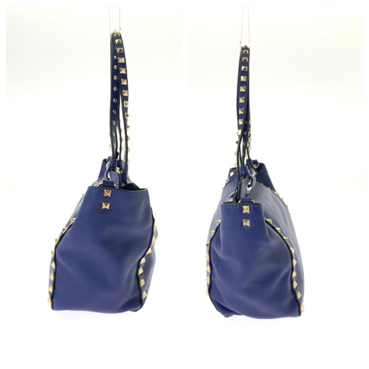 Valentino Blue Leather Shoulder Bag Tote Bag (Pre-Owned)