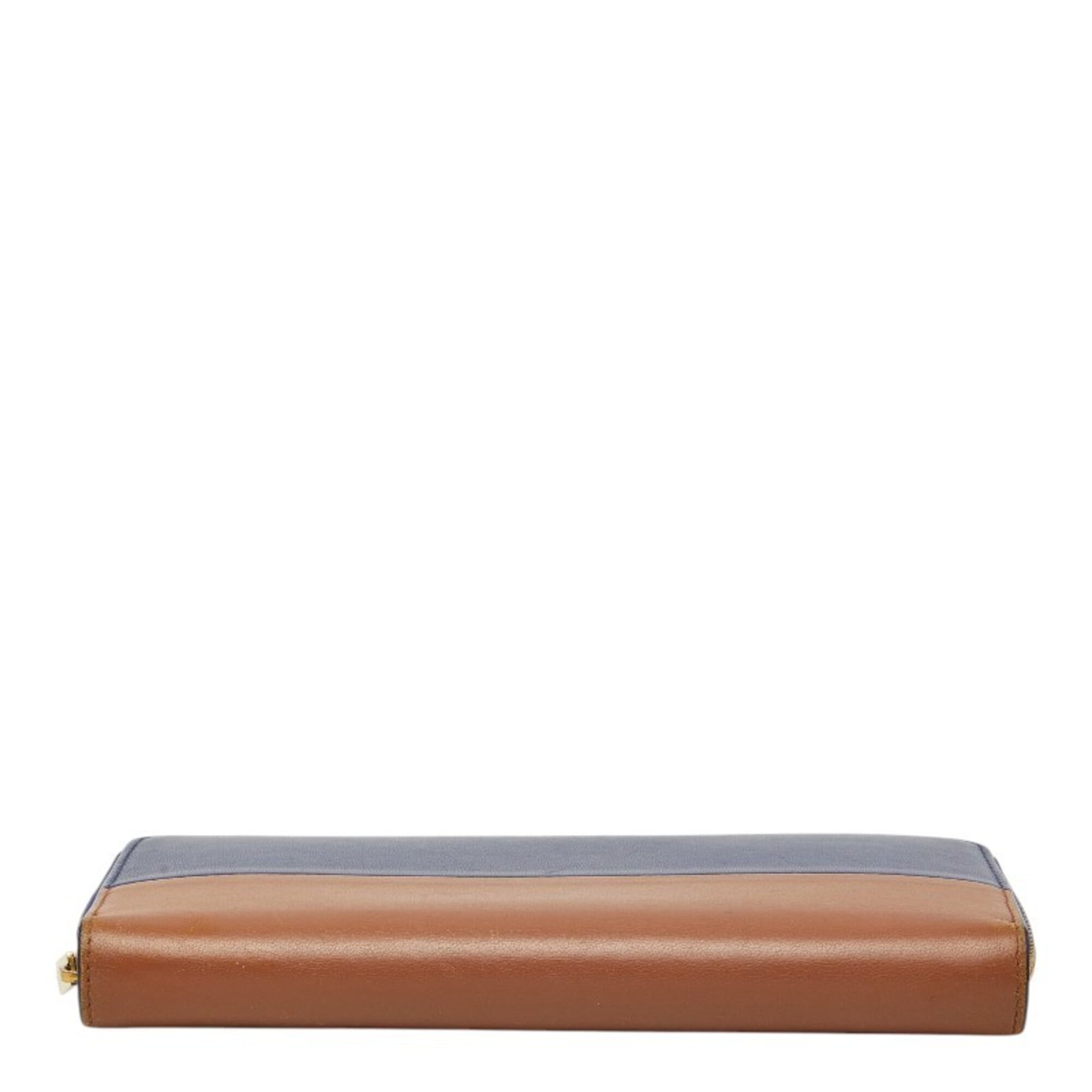 Celine Brown Navy Leather Long Wallet (Bi-Fold) (Pre-Owned)