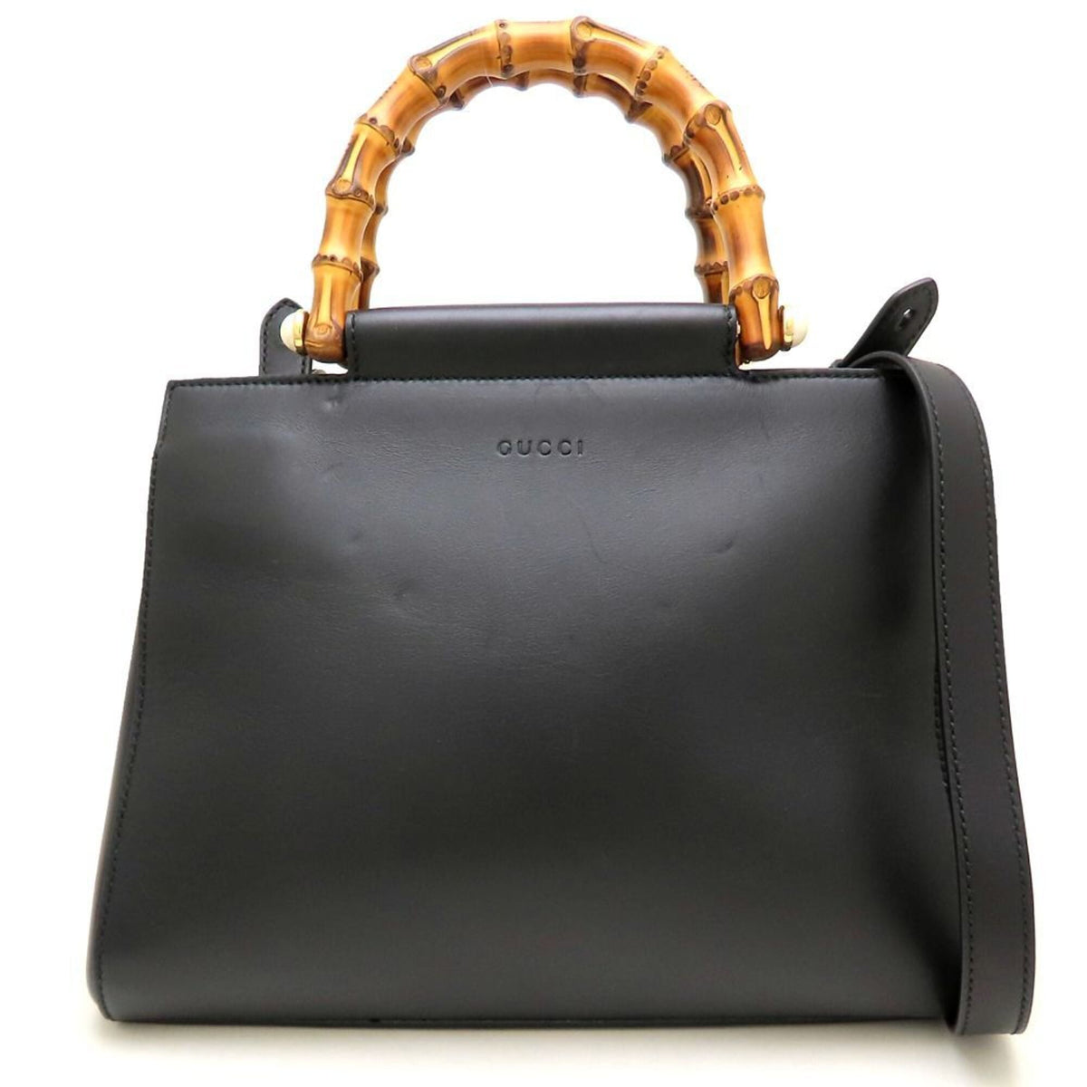 Gucci Black Bamboo Leather Handbag (Pre-Owned)