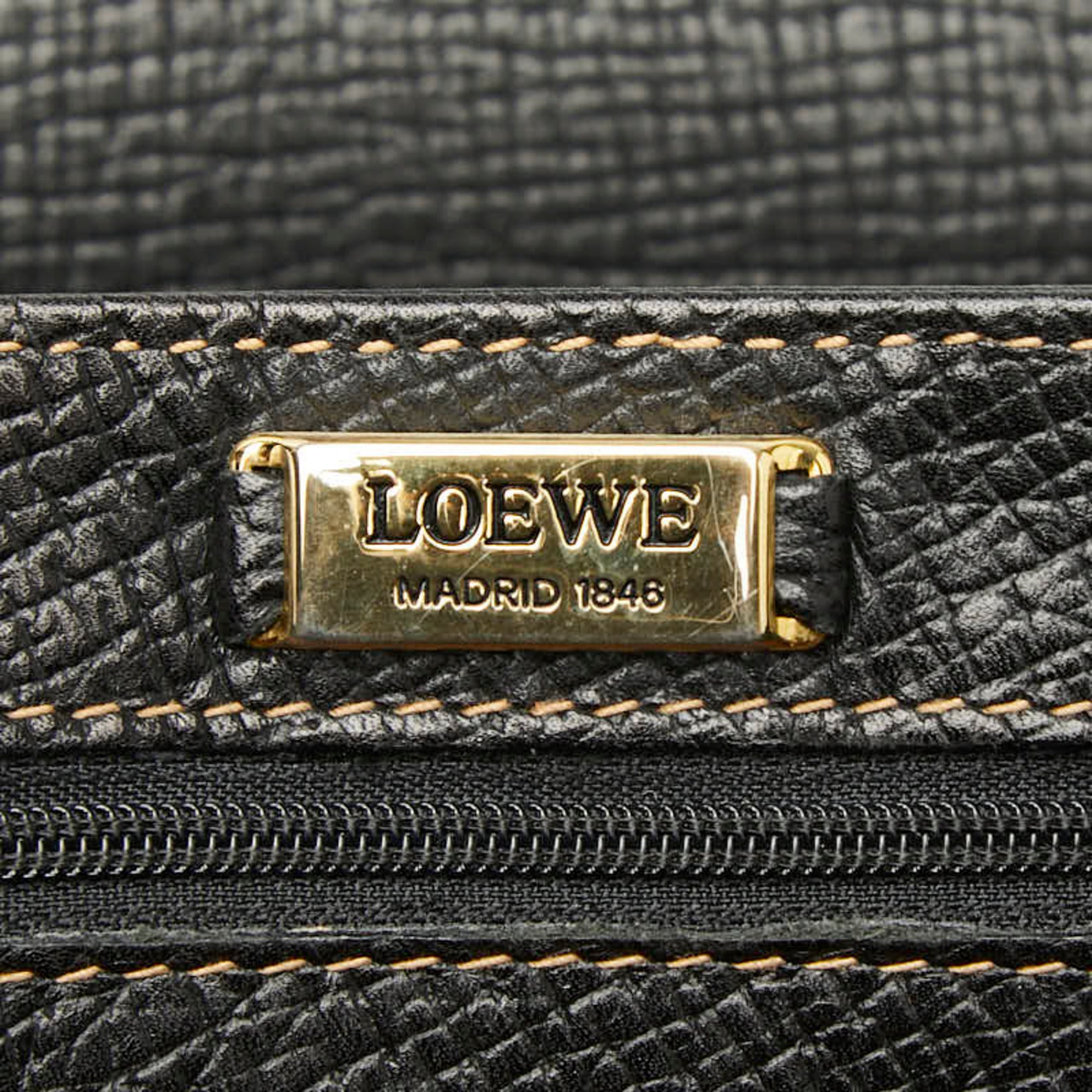 Loewe Black Brown Leather Handbag Tote Bag (Pre-Owned)