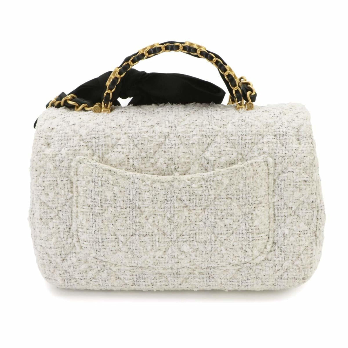 Chanel White Tweed Handbag Shoulder Bag (Pre-Owned)
