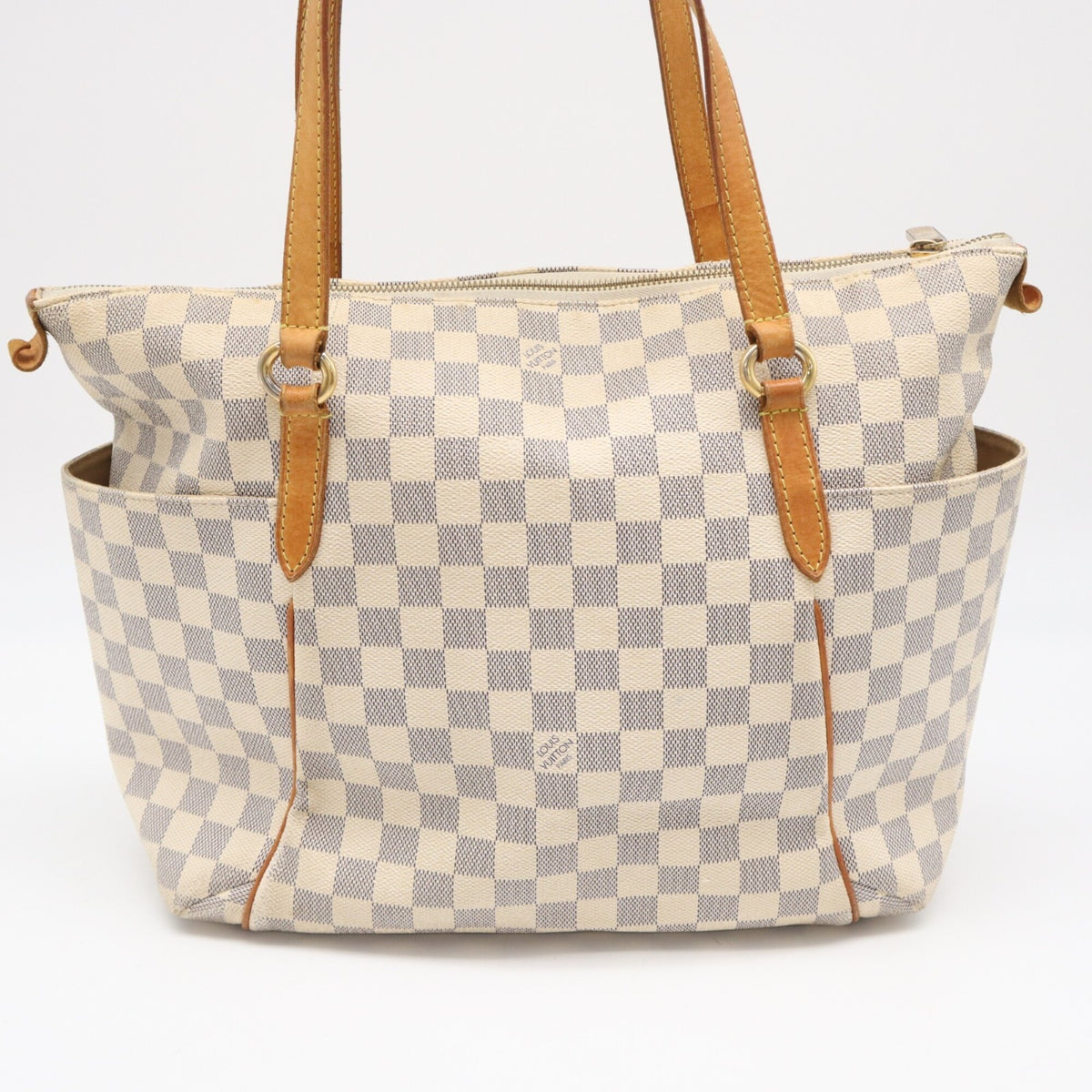 Louis Vuitton Azur Gray White Coated Canvas Leather Handbag (Pre-Owned)