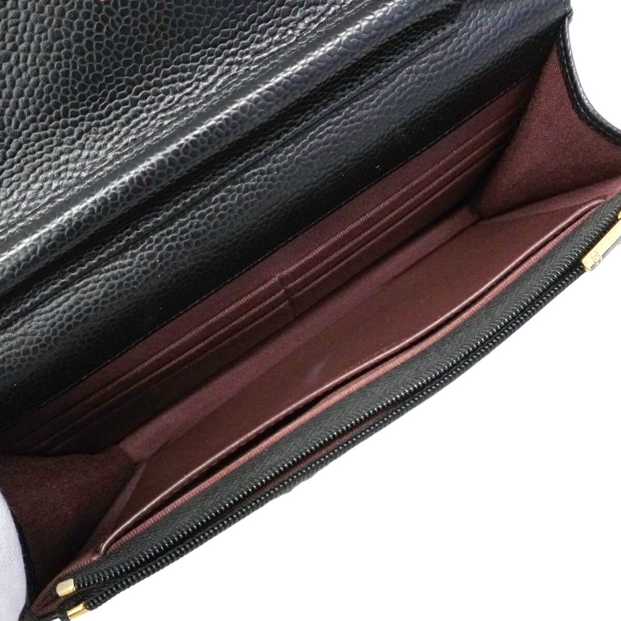 Chanel Black Grained Calfskin Chain/Shoulder Wallet (Pre-Owned)