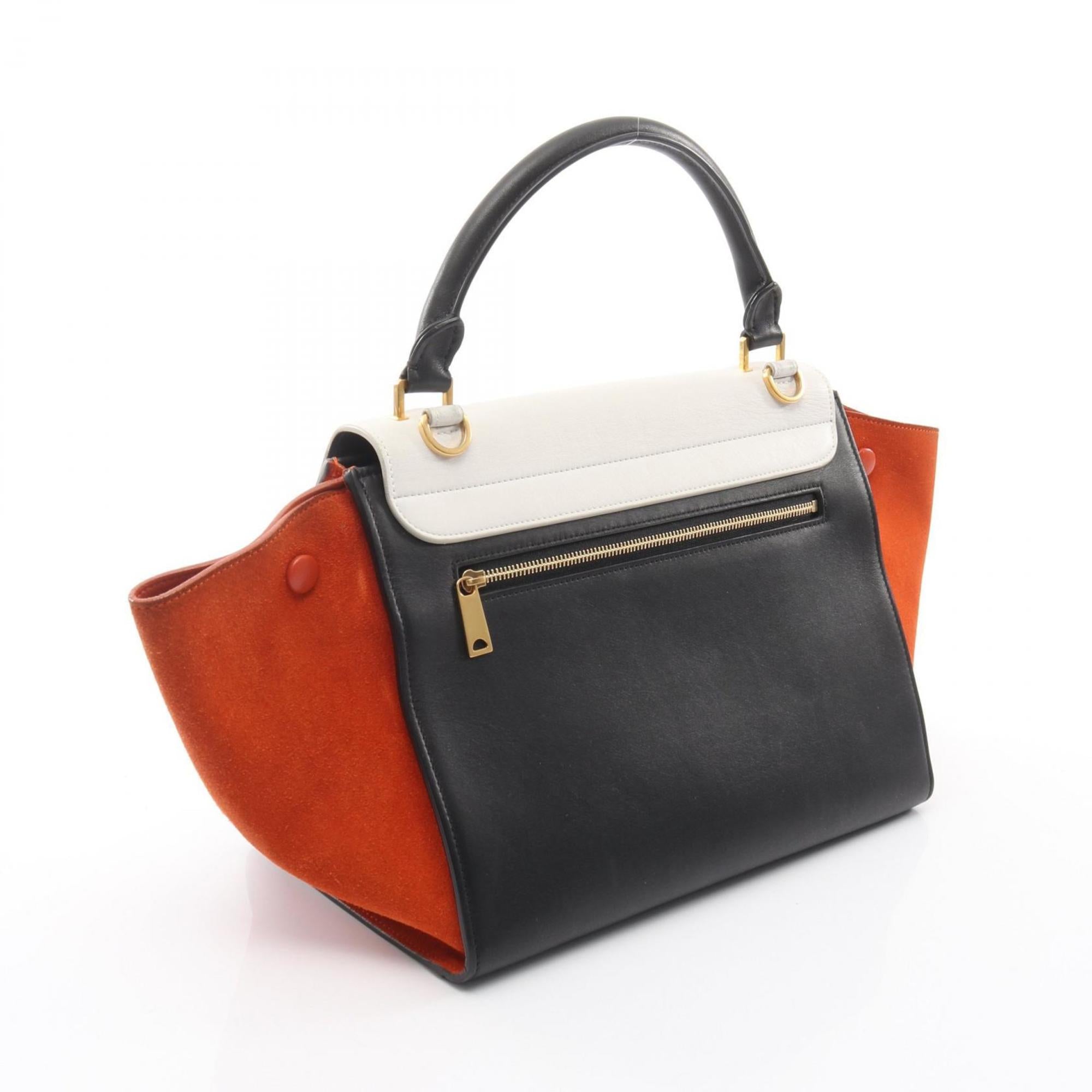Celine Black Orange White Leather Suede Handbag (Pre-Owned)