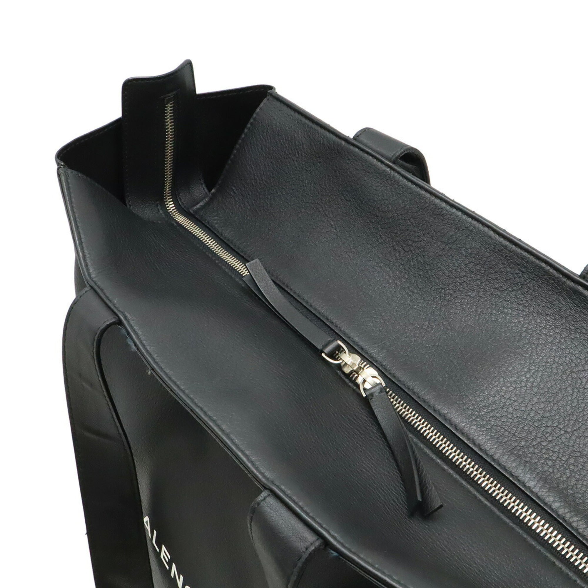 Balenciaga Black Leather Shoulder Bag Tote Bag (Pre-Owned)