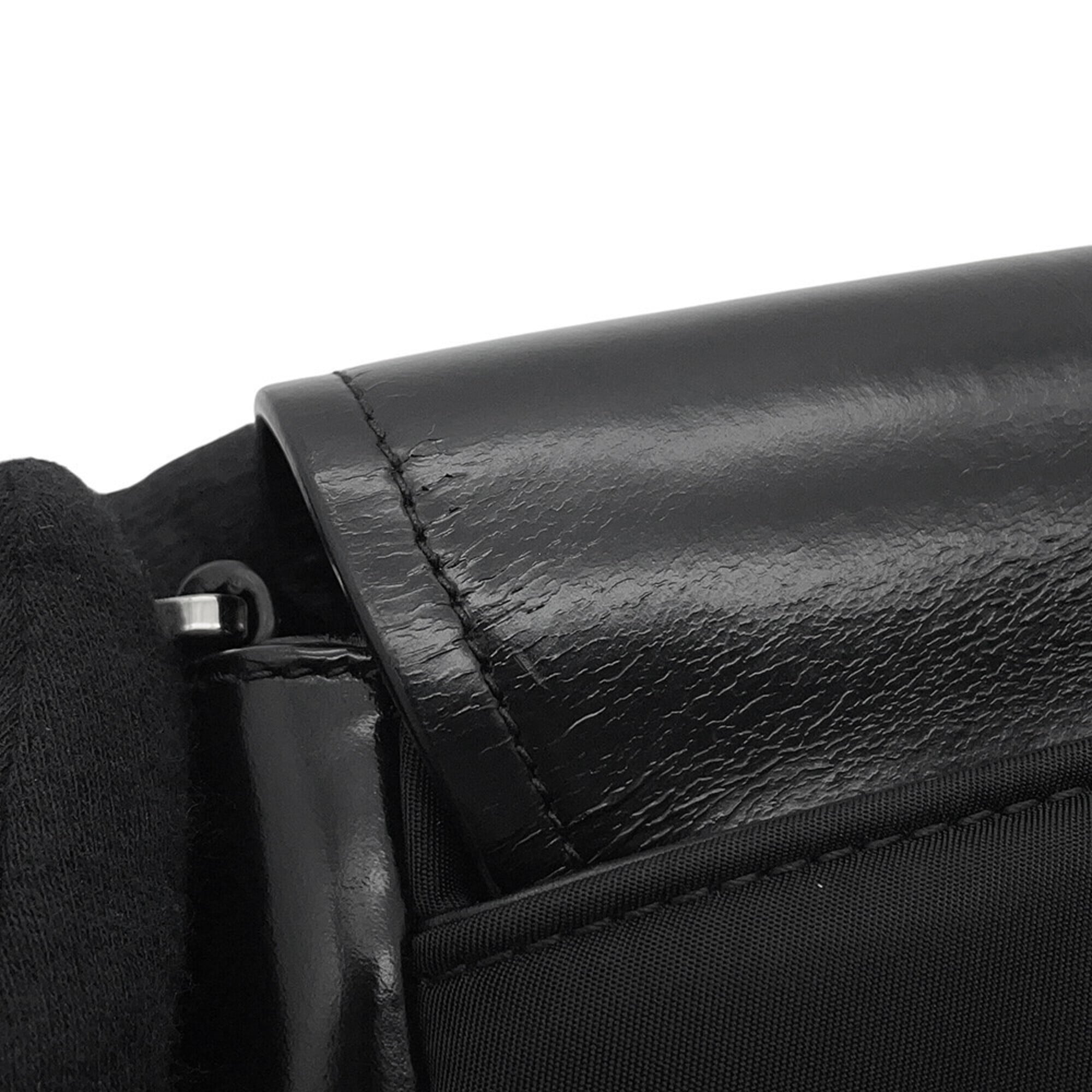 Prada Black Nylon Leather Handbag Shoulder Bag (Pre-Owned)