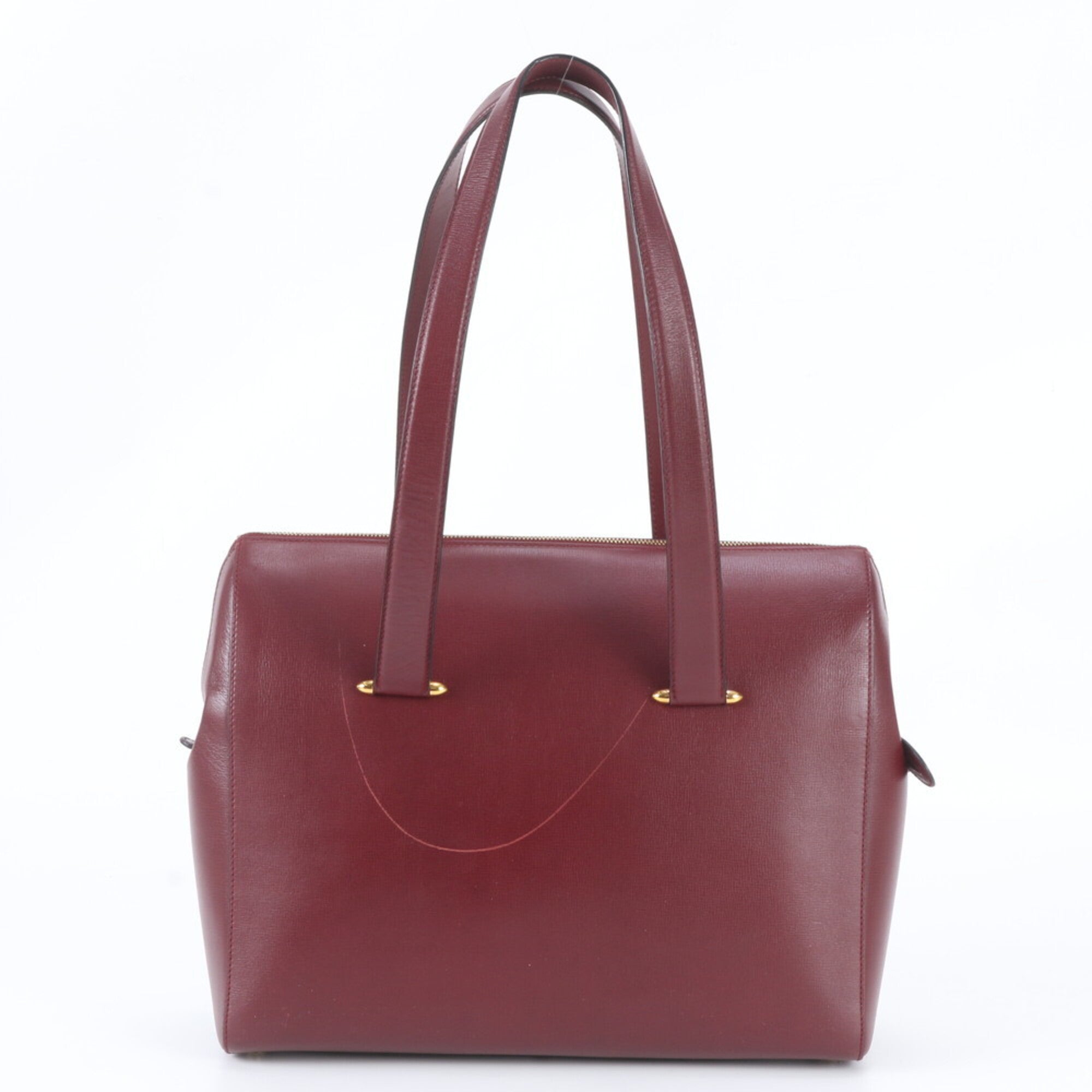 Cartier Must Wine Red Leather Handbag Tote Bag (Pre-Owned)
