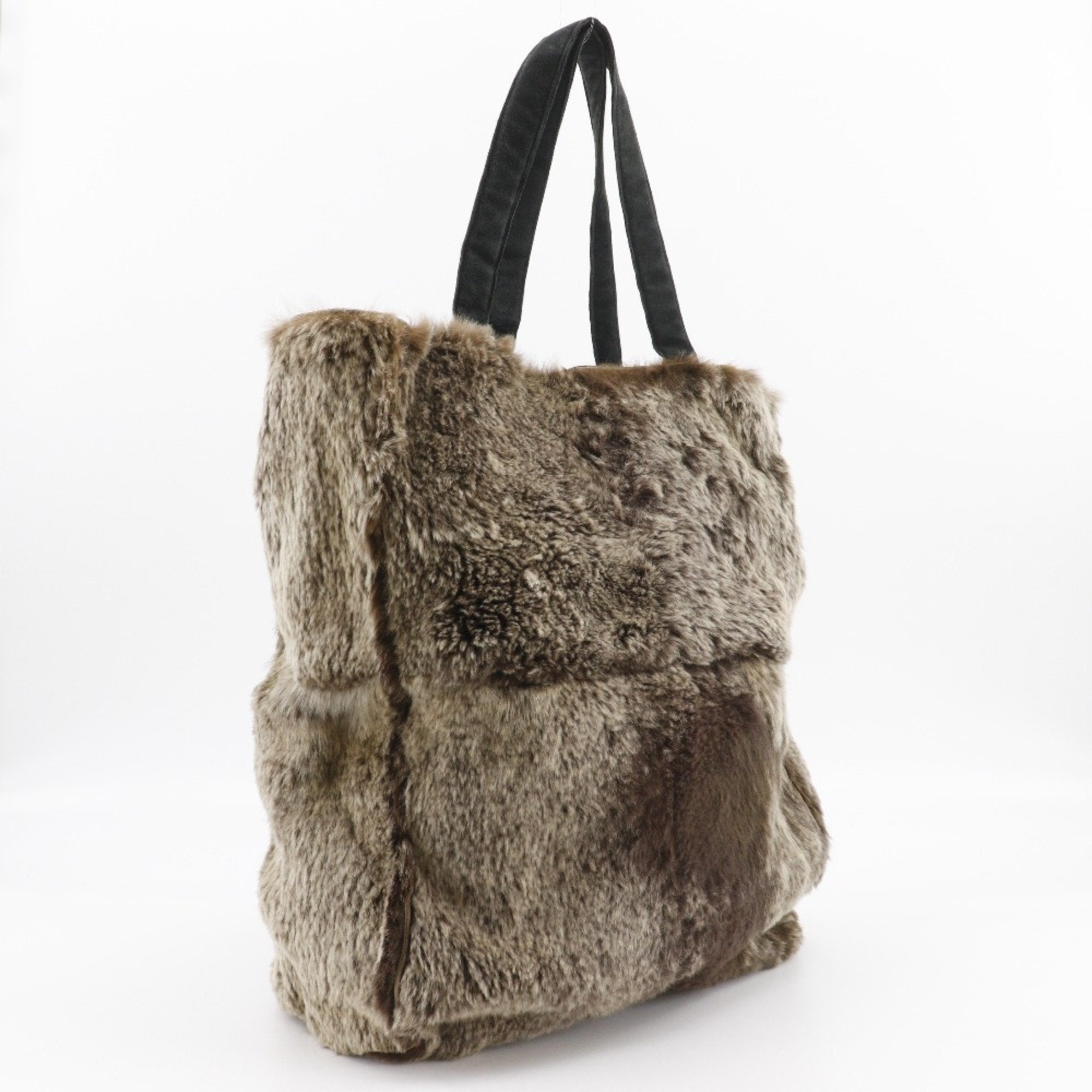 Chanel Brown Fur Handbag Tote Bag (Pre-Owned)
