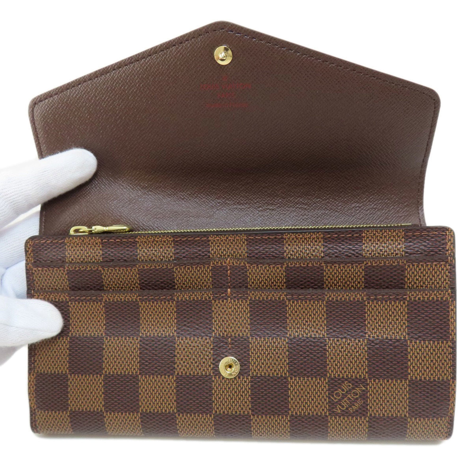 Louis Vuitton Damier Canvas Ebene Damier Canvas Long Wallet (Bi-Fold) (Pre-Owned)