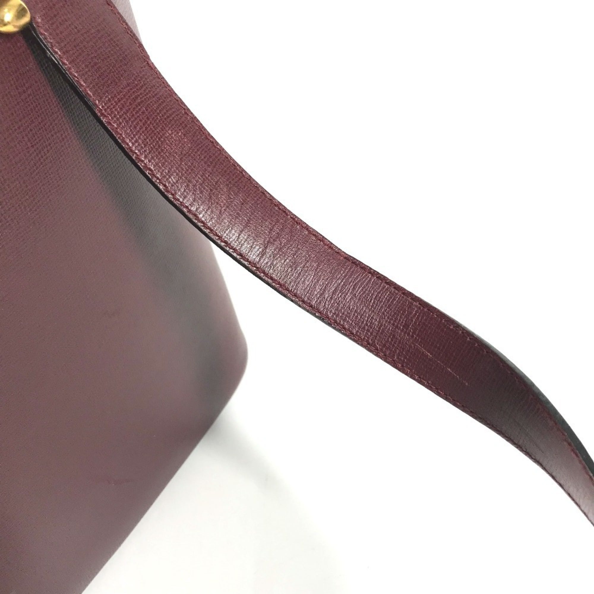 Cartier Bordeaux Leather Handbag Shoulder Bag Tote Bag (Pre-Owned)
