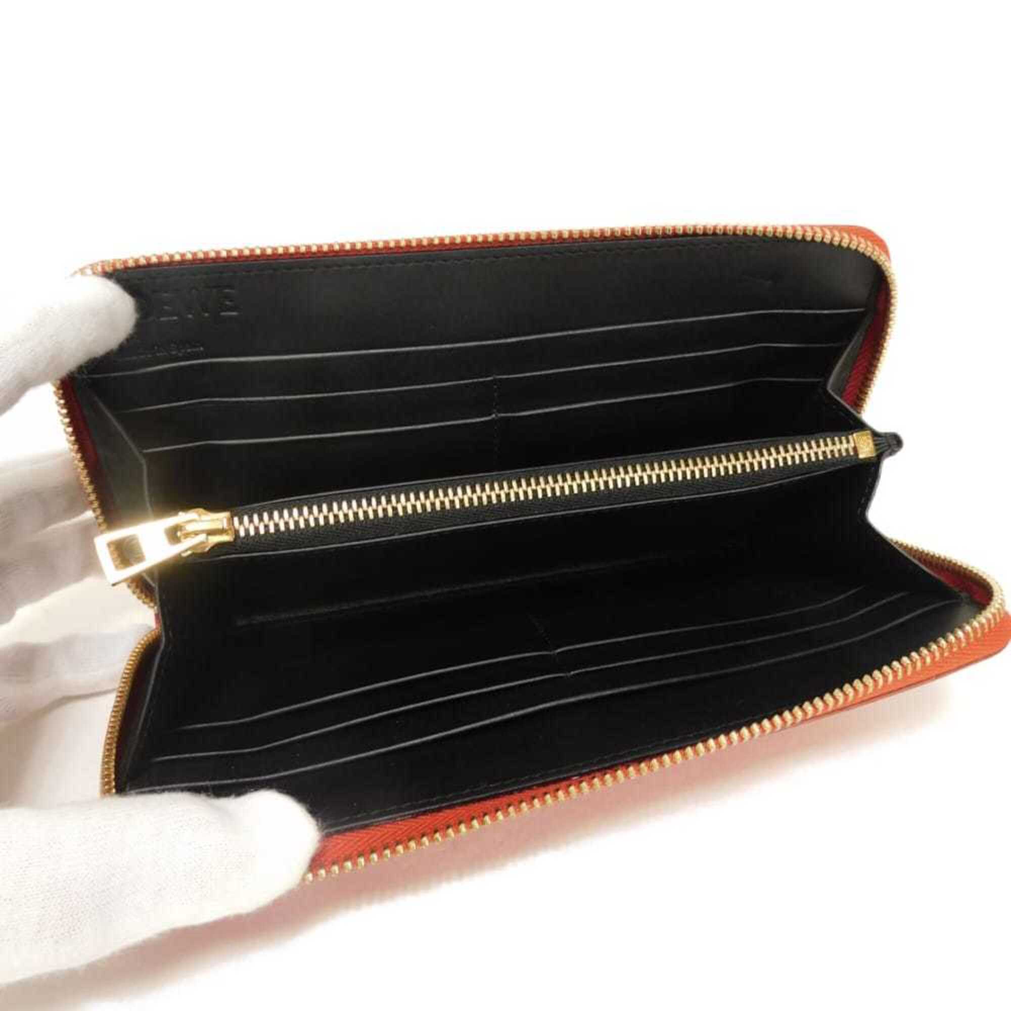 Loewe Red Color Leather Long Wallet (Bi-Fold) (Pre-Owned)