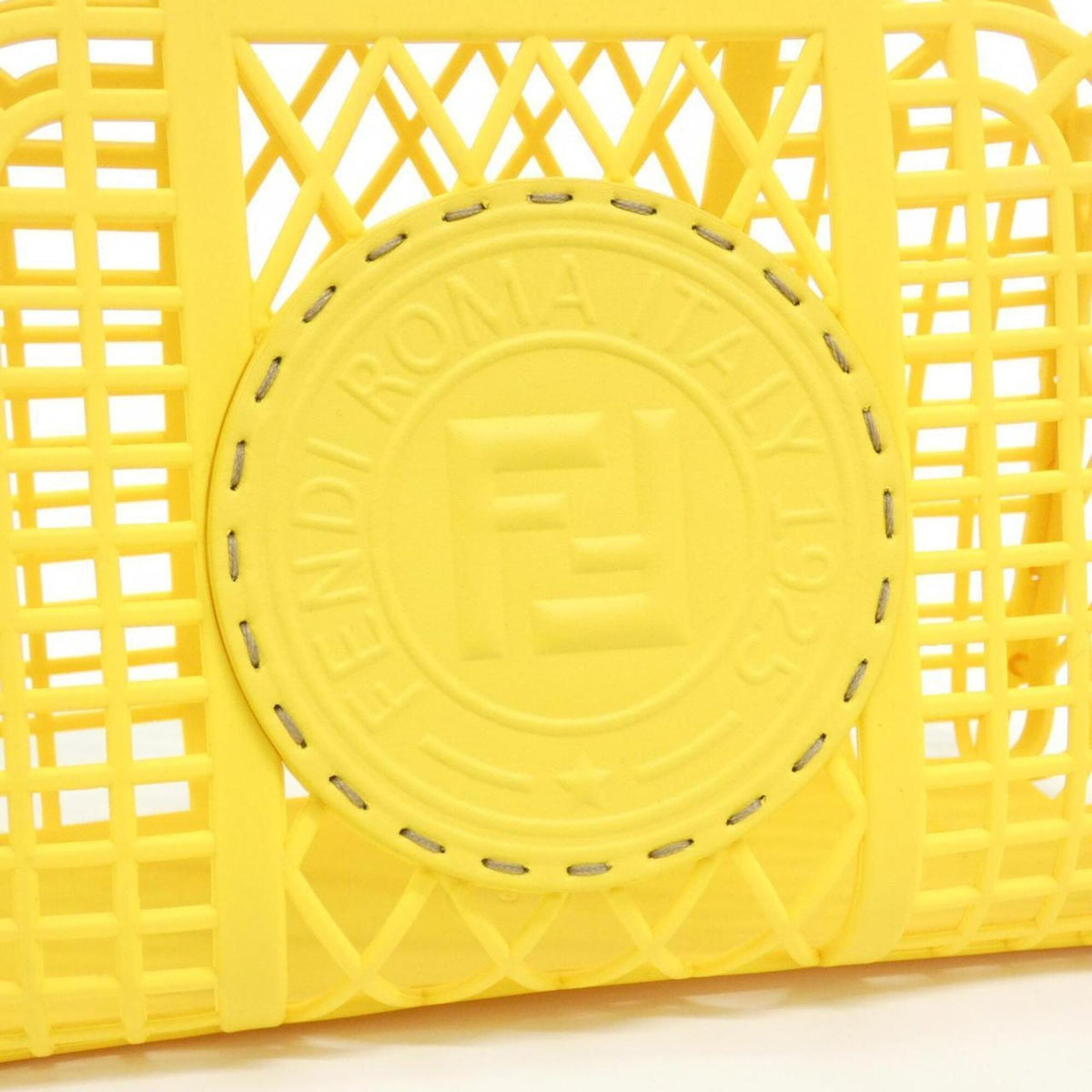 Fendi Yellow Plastic Leather Basket Handbag (Pre-Owned)