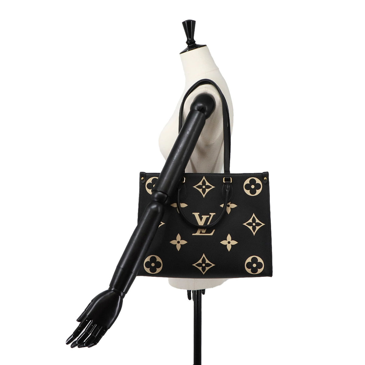 Louis Vuitton Beige Bicolor Black Monogram Monogram Empreinte Handbag Tote Bag (Pre-Owned)