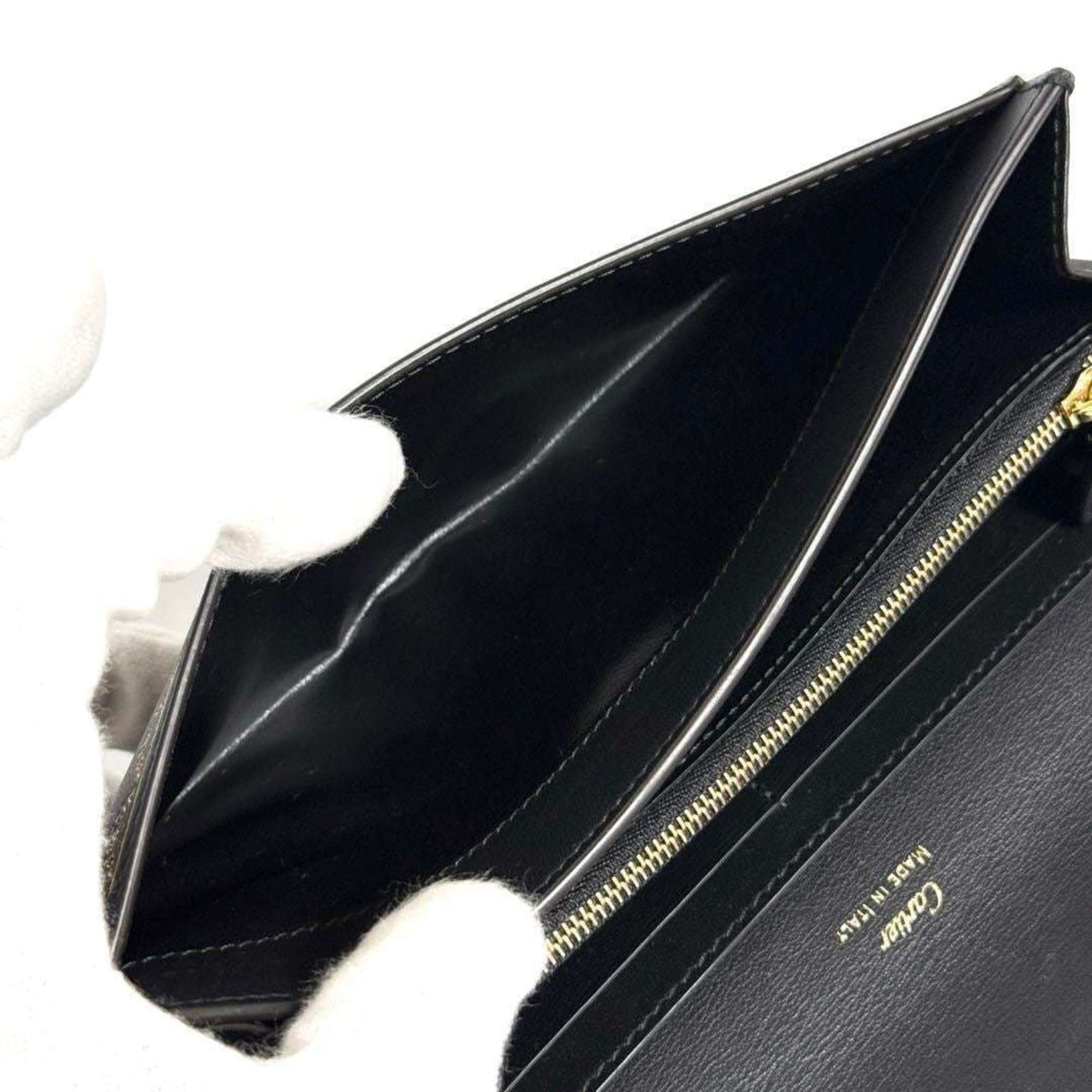Cartier Black Leather Long Wallet (Bi-Fold) (Pre-Owned)