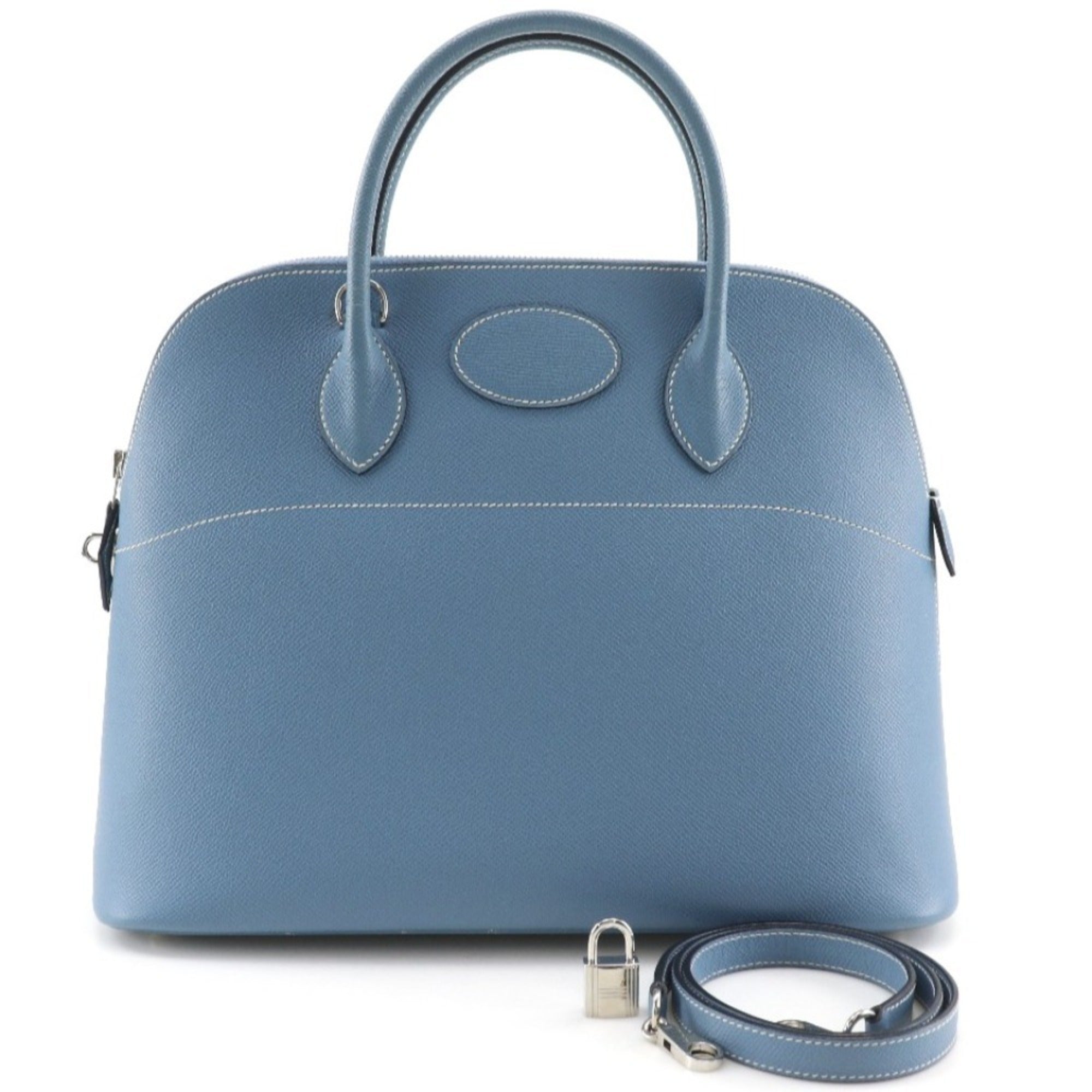 Hermes Bolide Blue Jean Epsom Leather Handbag (Pre-Owned)