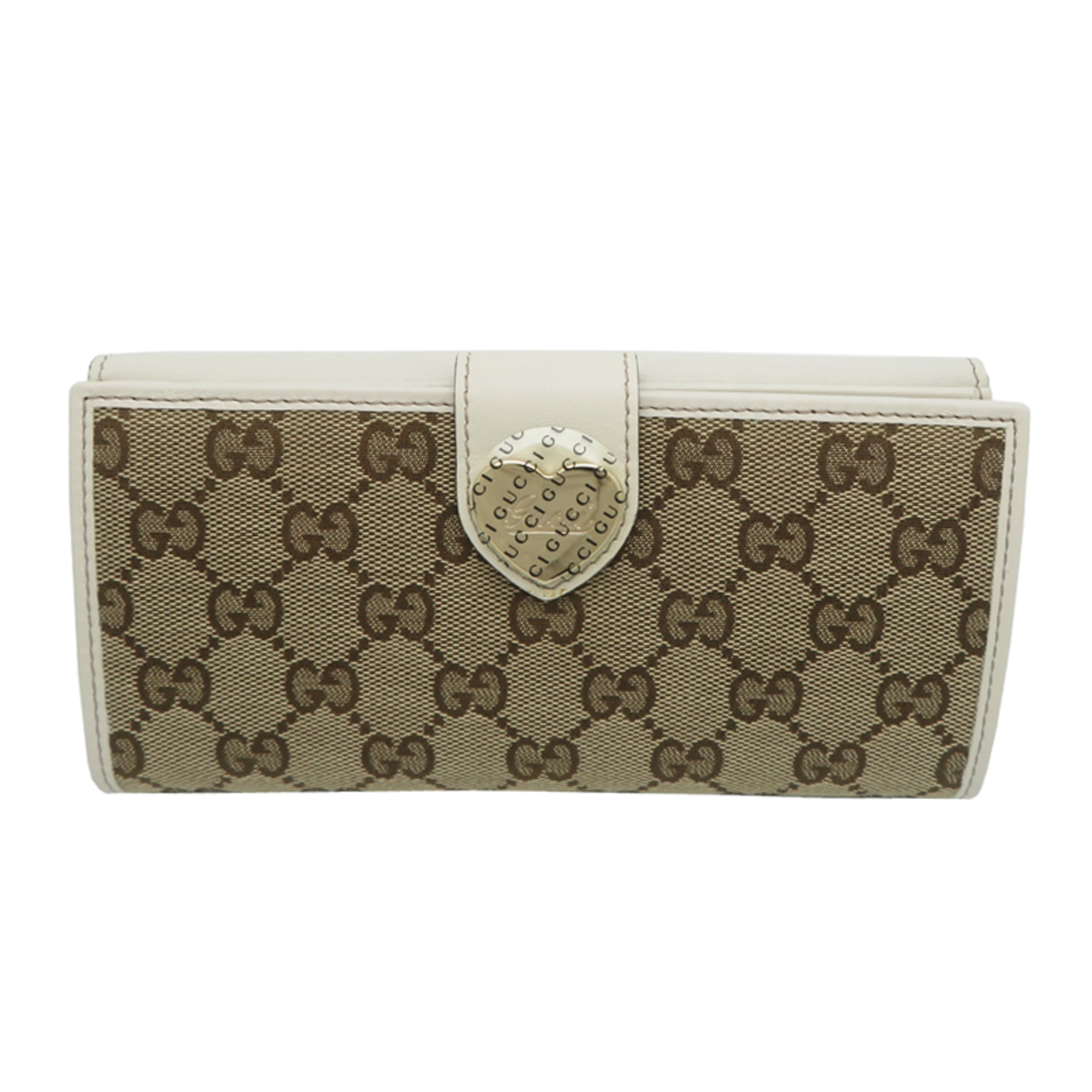 Gucci Brown Canvas Leather Long Wallet (Bi-Fold) (Pre-Owned)