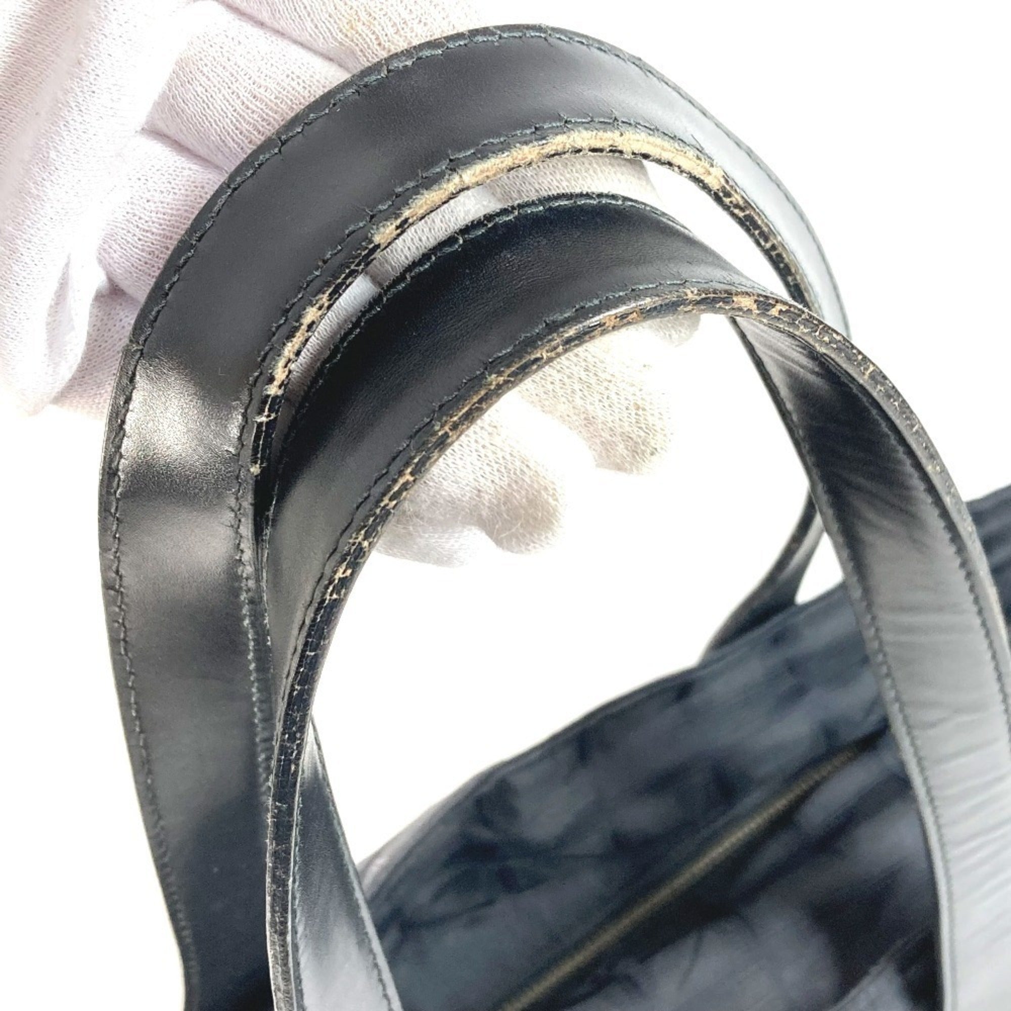 Chanel Black Nylon Leather Shoulder Bag Tote Bag (Pre-Owned)