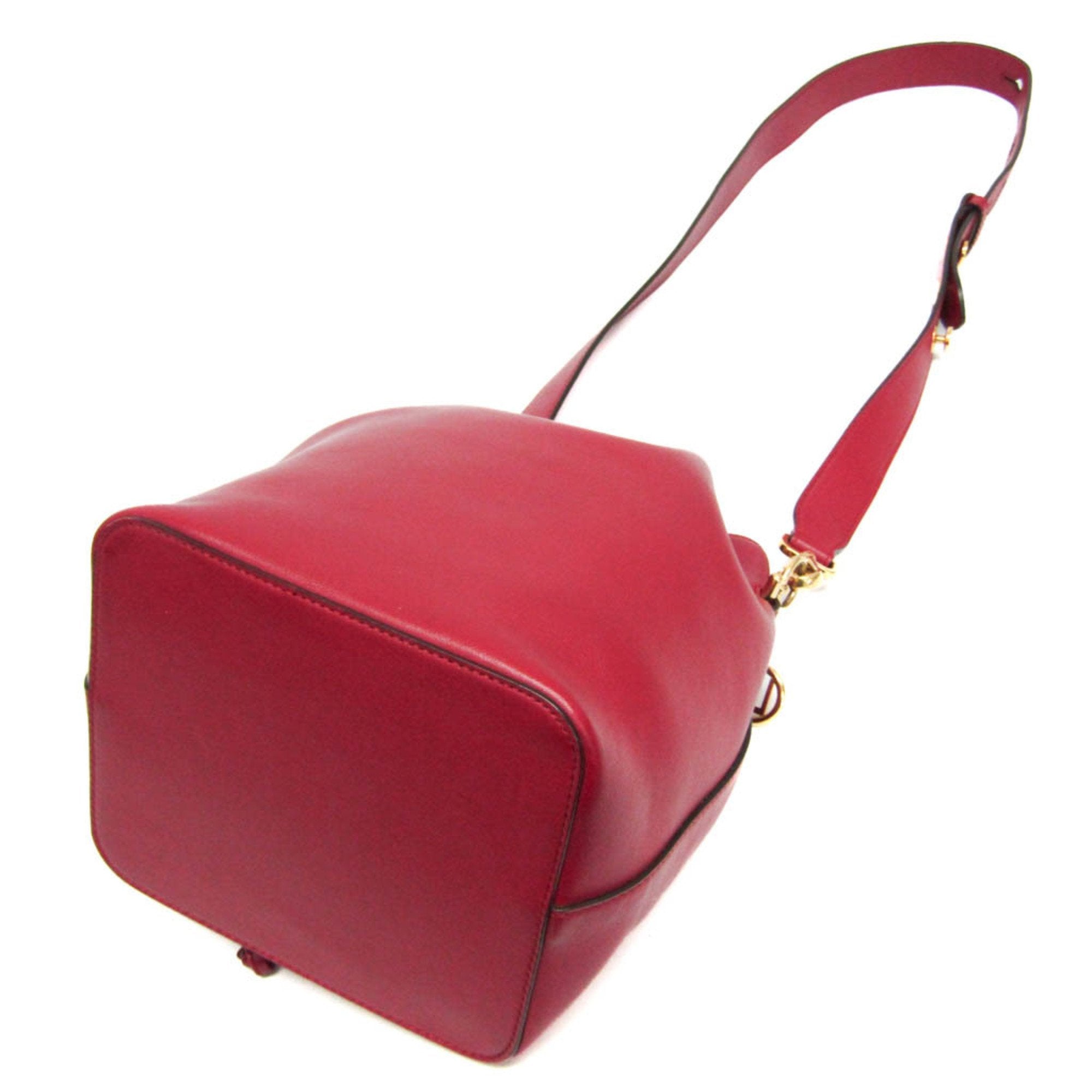 Fendi Red Color Leather Shoulder Bag (Pre-Owned)