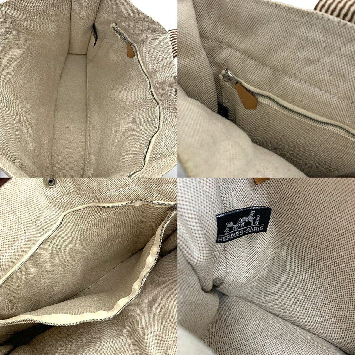 Hermes Beige Brown Canvas Tote Bag (Pre-Owned)