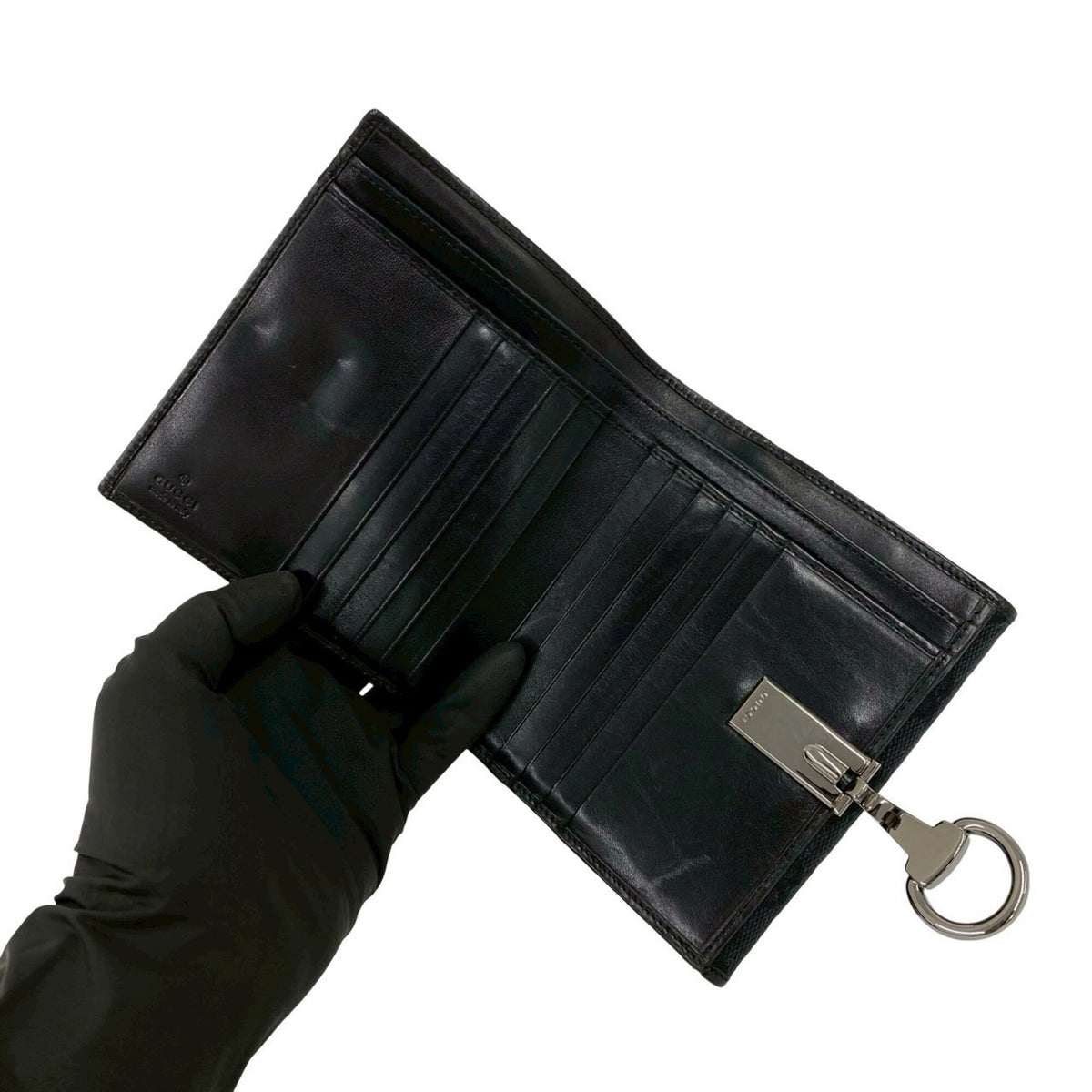 Gucci Black Canvas Leather Wallet (Bi-Fold) (Pre-Owned)