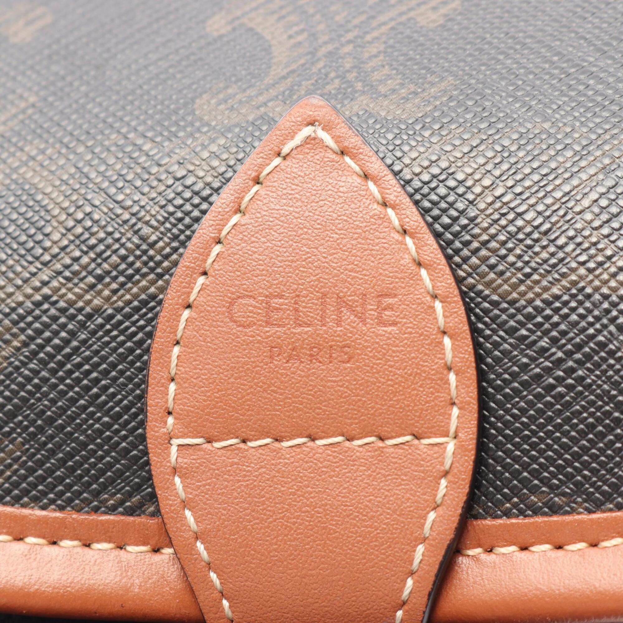 Celine Black Brown Coated Canvas Leather Handbag Shoulder Bag (Pre-Owned)
