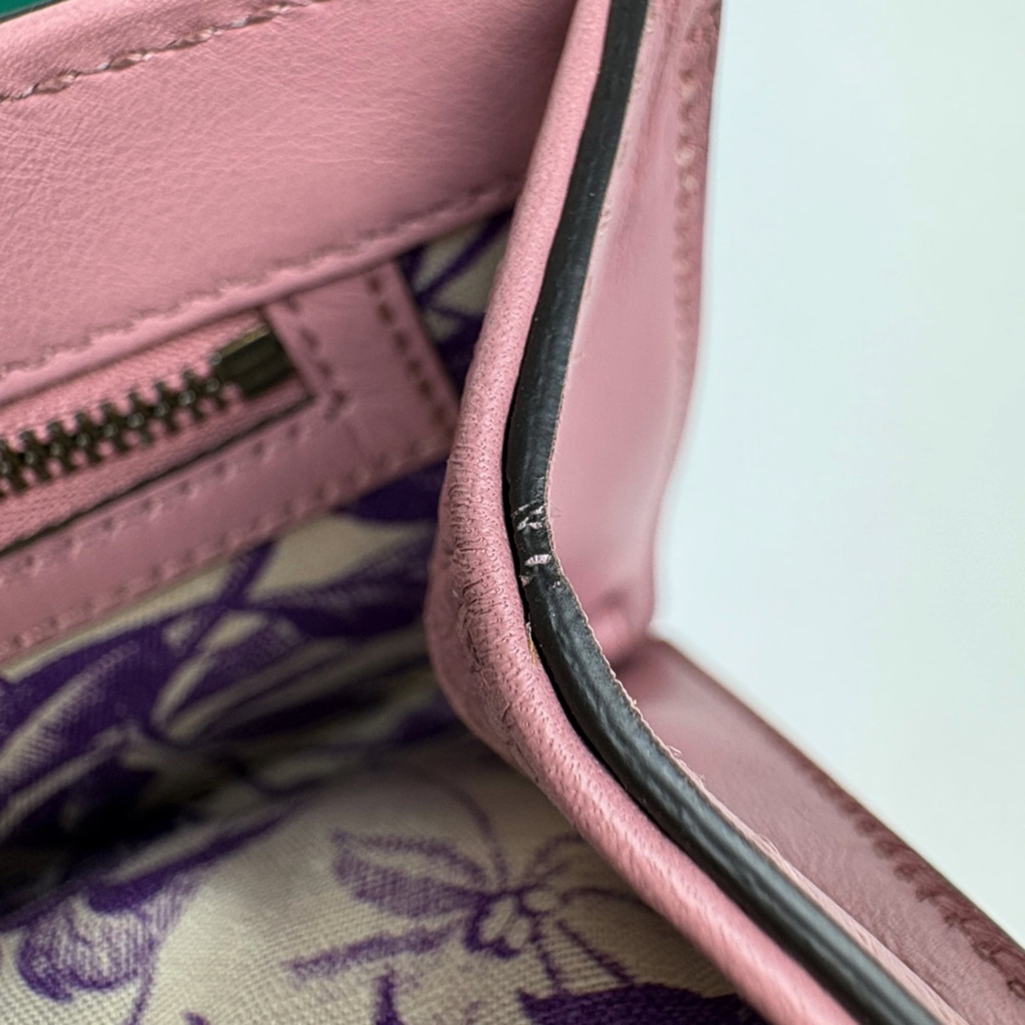 Gucci Animalier Green Pink Leather Shoulder Bag (Pre-Owned)