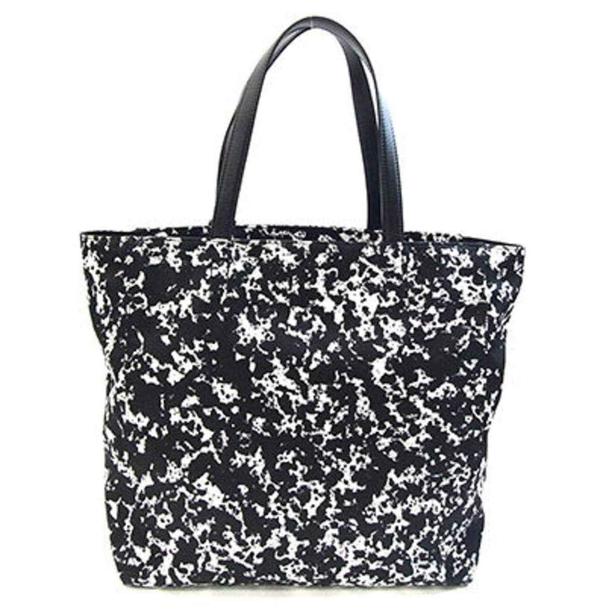 Bally Black White Nylon Canvas Leather Tote Bag (Pre-Owned)
