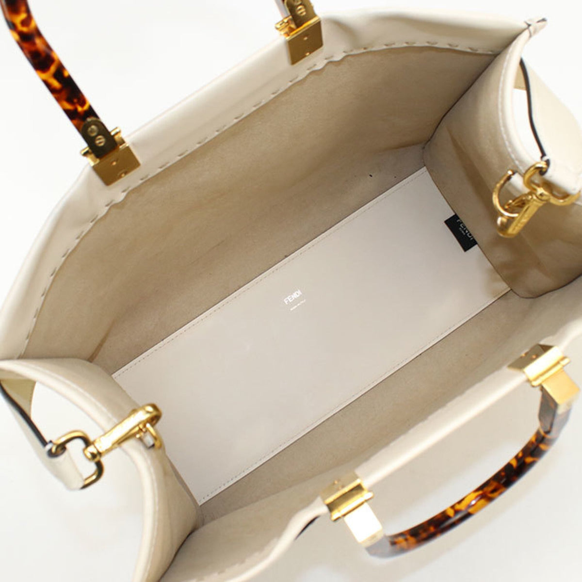 Fendi White Leather Tote Bag (Pre-Owned)