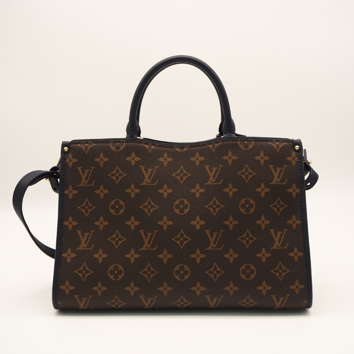 Louis Vuitton Beige Brown Monogram Navy Monogram Handbag (Pre-Owned)