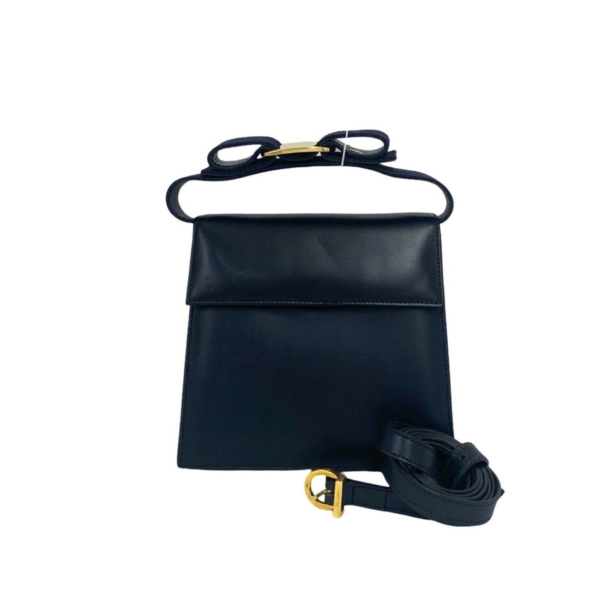 Salvatore Ferragamo Navy Leather Handbag Shoulder Bag (Pre-Owned)