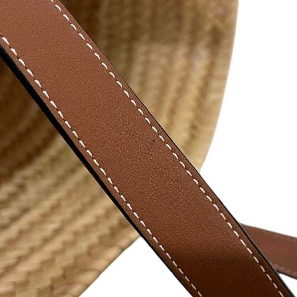 Loewe Beige Brown Raffia Leather Basket Tote Bag (Pre-Owned)
