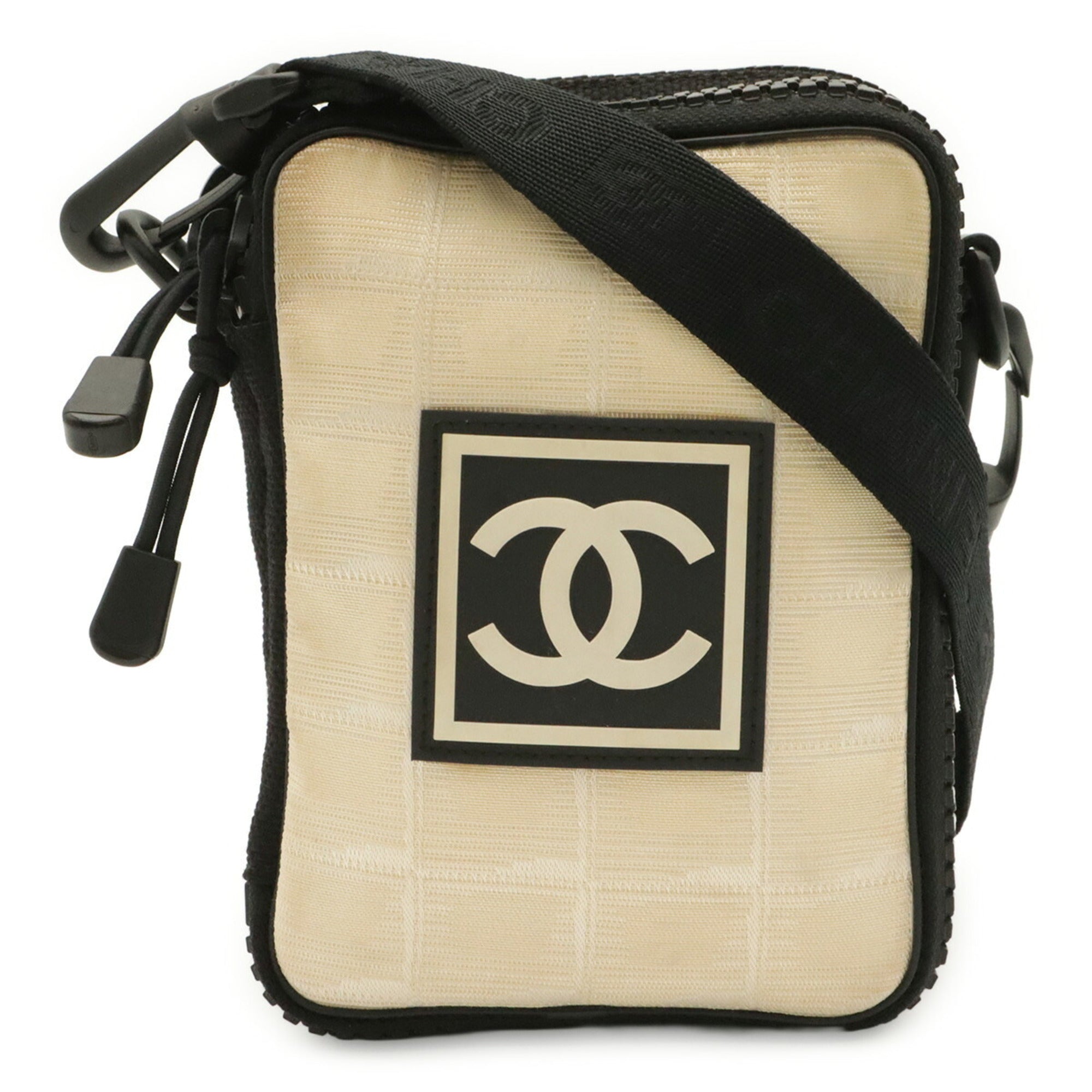 Chanel Black Ivory Nylon Jacquard Fanny Pack Shoulder Bag (Pre-Owned)