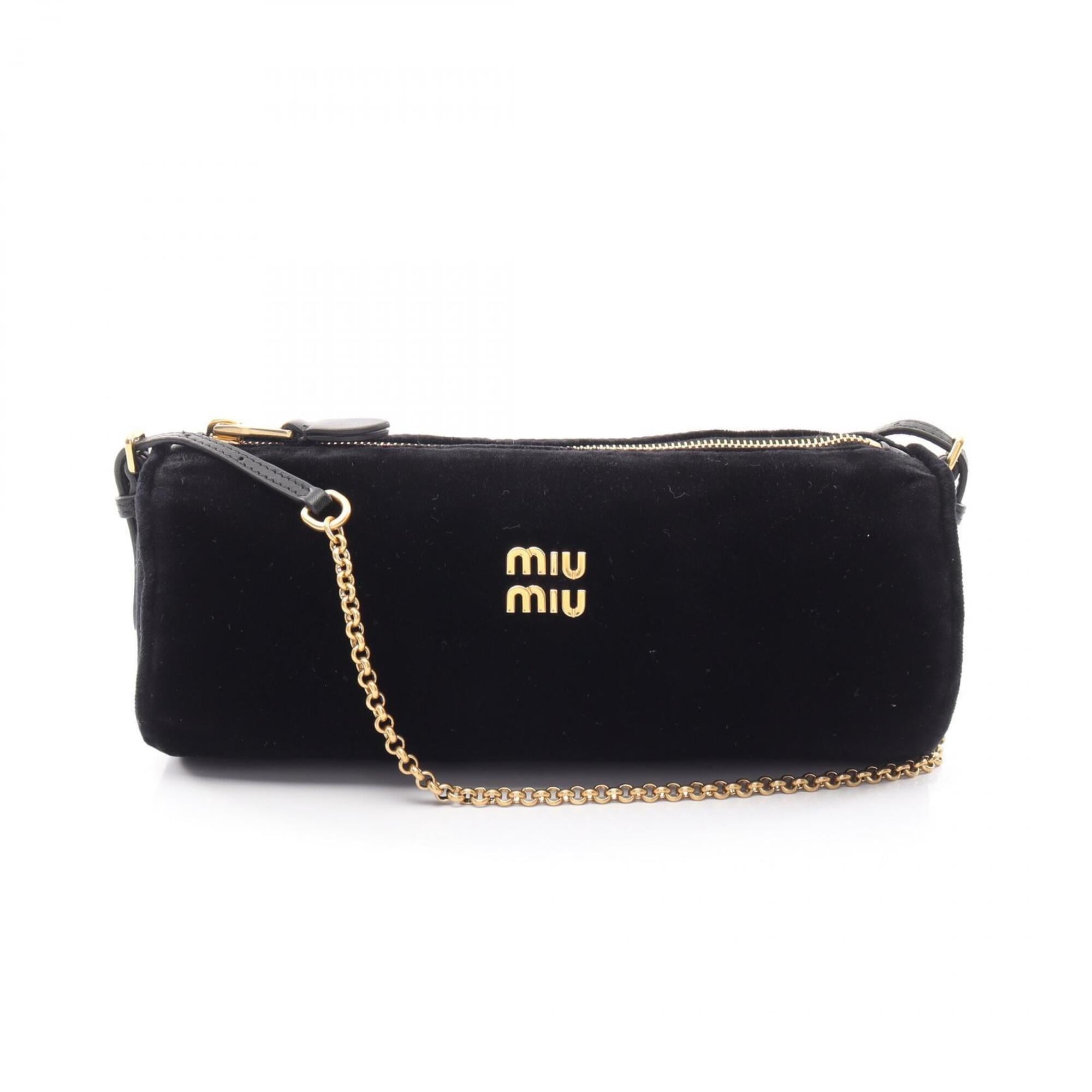 Miu Miu Black Fabric Leather Handbag Pouch Shoulder Bag (Pre-Owned)