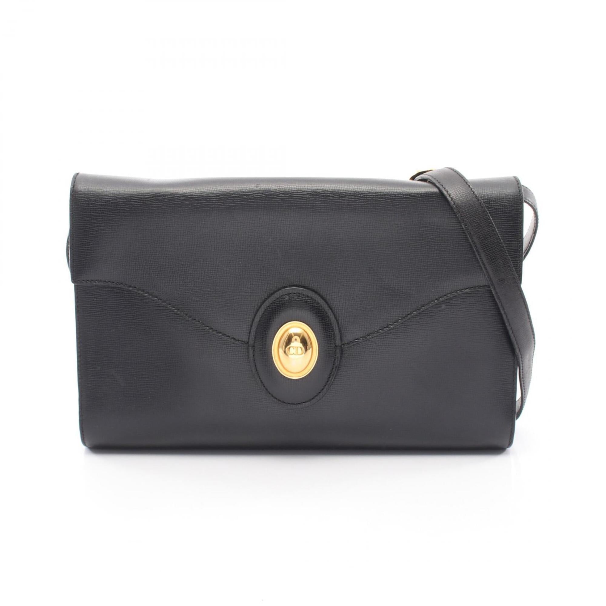 Christian Dior Black Leather Handbag Shoulder Bag (Pre-Owned)