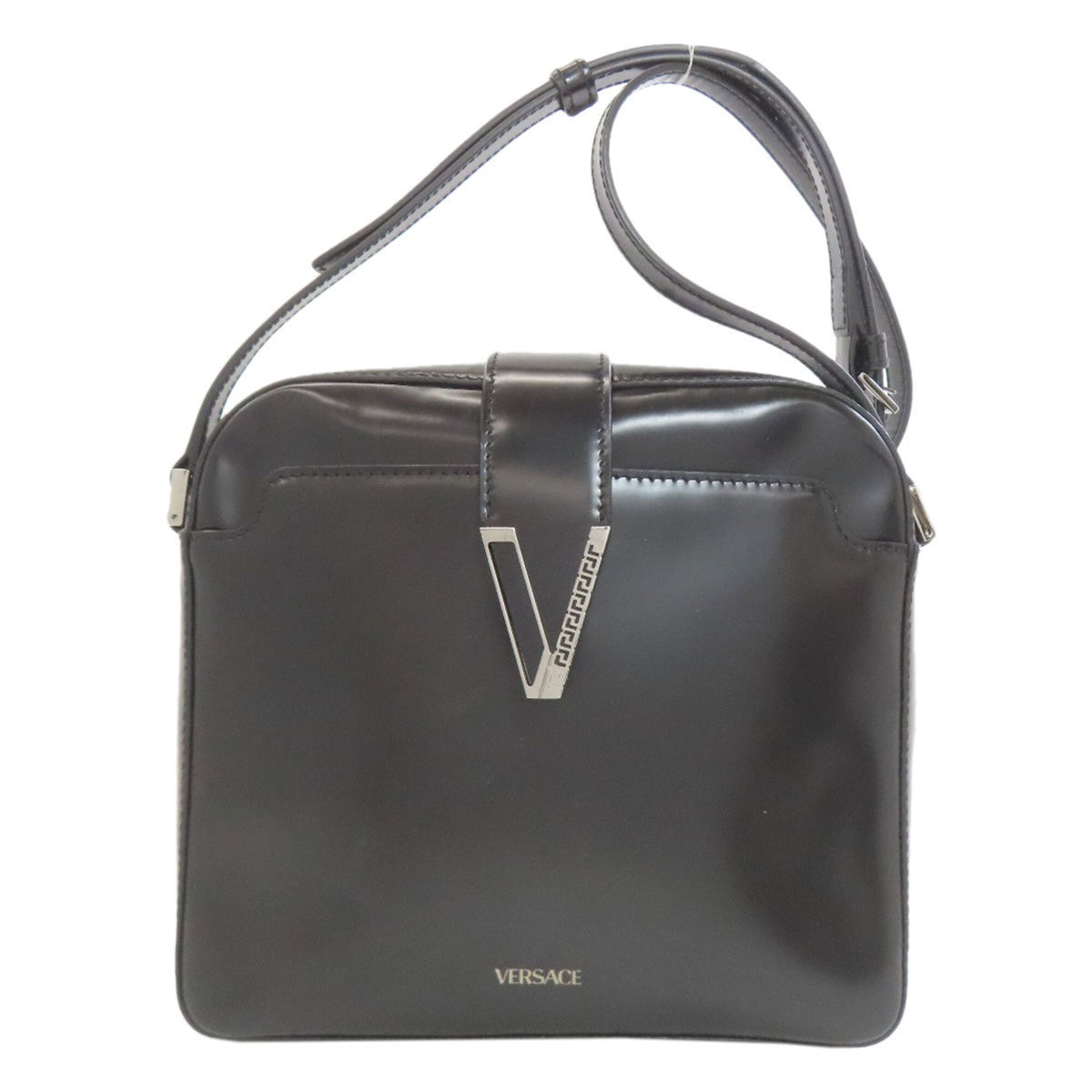 Versace Black Leather Shoulder Bag (Pre-Owned)