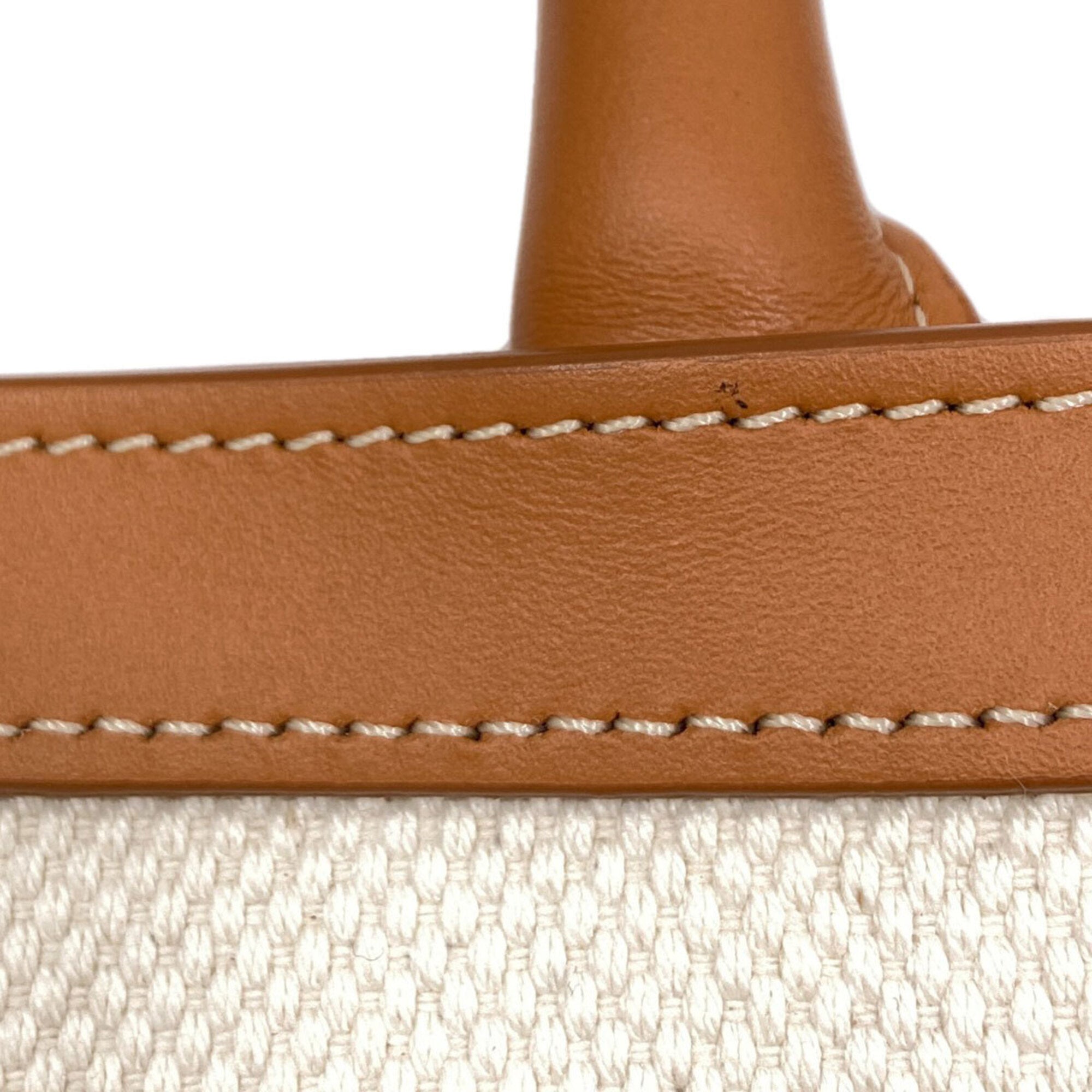 Celine Brown White Canvas Handbag (Pre-Owned)
