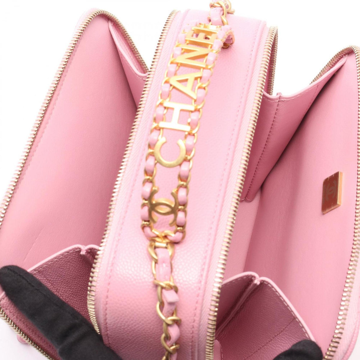 Chanel Pink Grained Calfskin Handbag Shoulder Bag Vanity Bag (Pre-Owned)