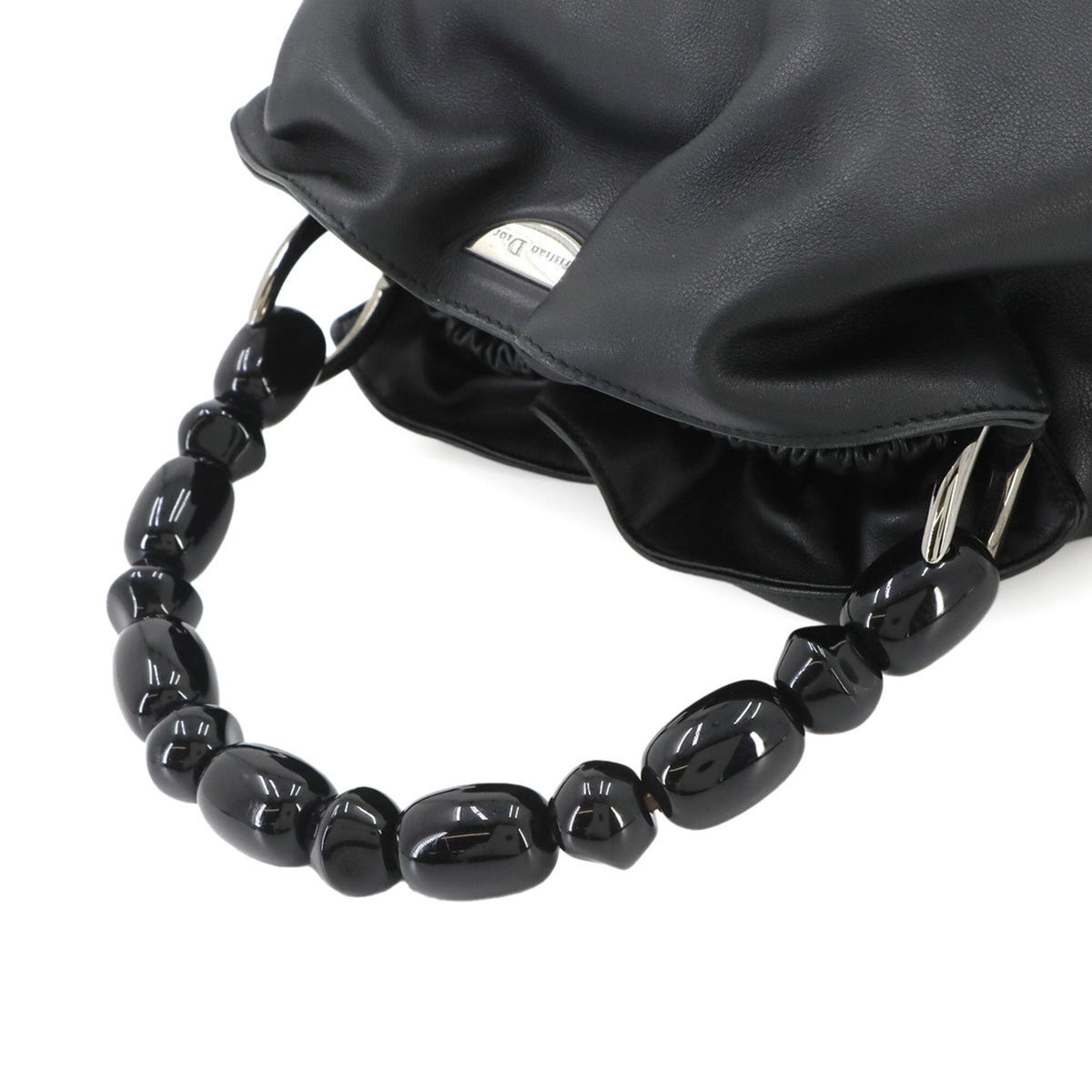 Christian Dior Malice Pearl Black Leather Handbag (Pre-Owned)