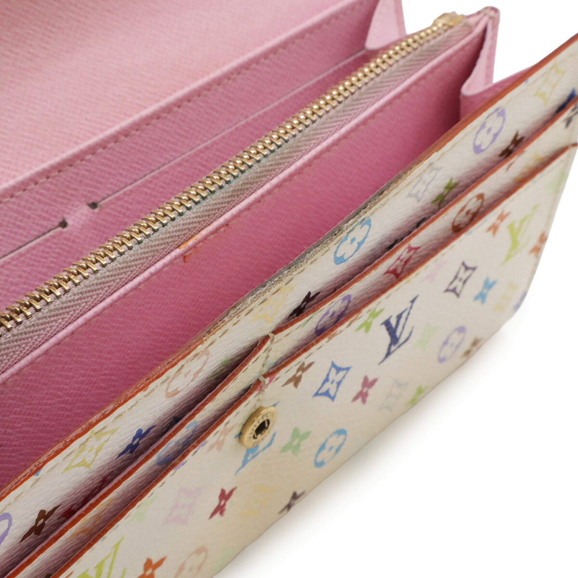 Louis Vuitton Blanc Litchi Monogram Canvas Long Wallet (Bi-Fold) (Pre-Owned)