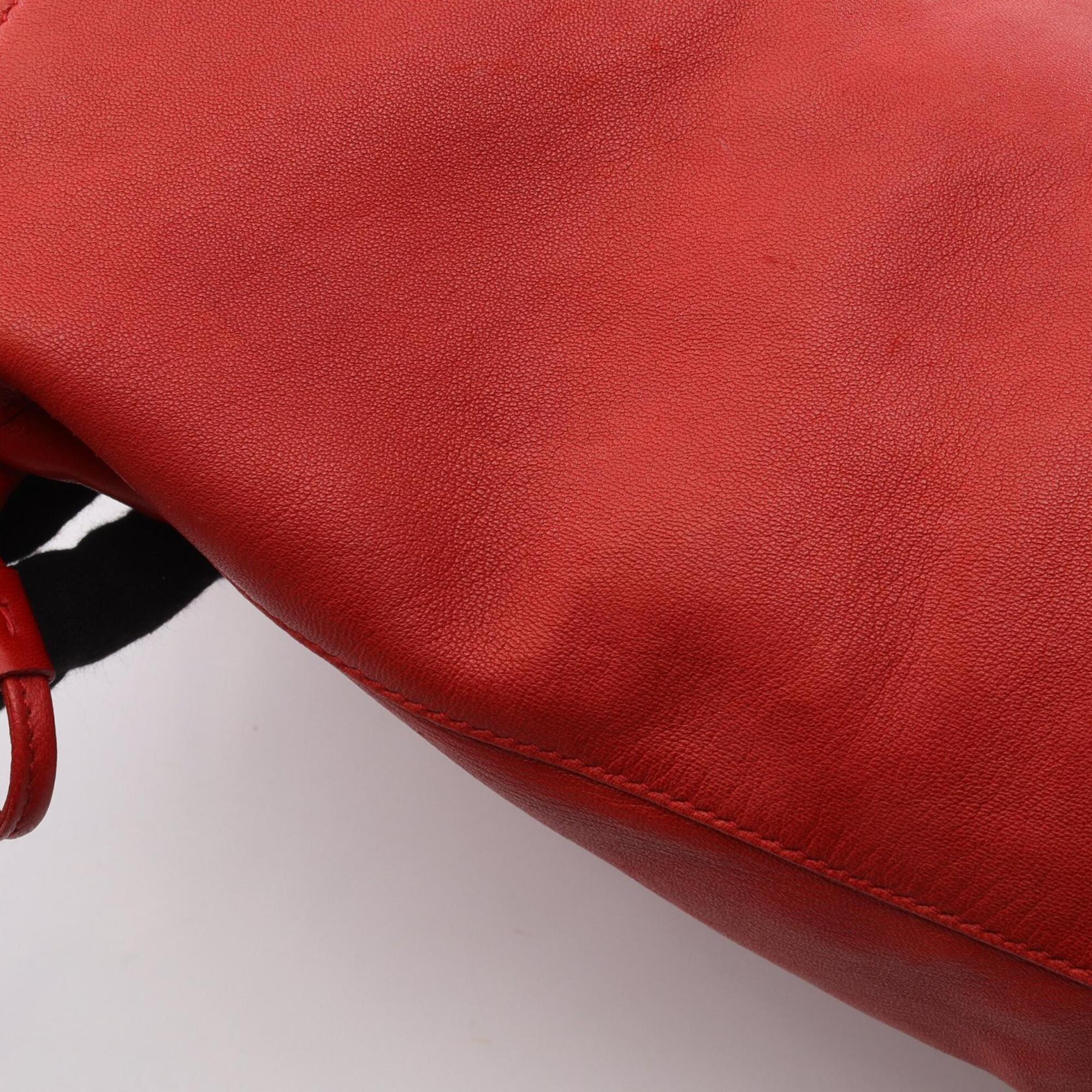 Saint Laurent Red Color Leather Handbag Pouch Shoulder Bag (Pre-Owned)