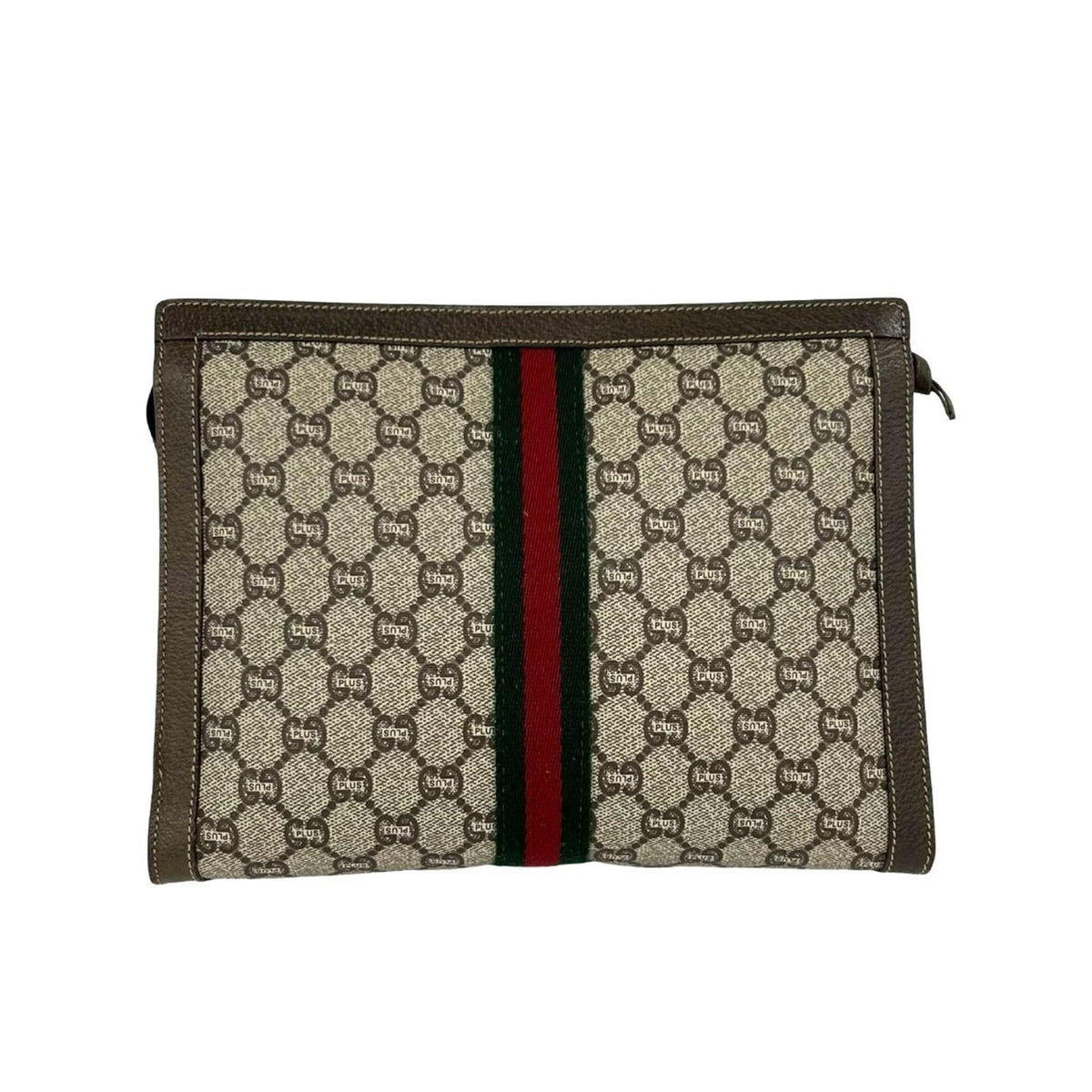 Gucci Brown Red Color Pvc Leather Clutch Bag Pouch (Pre-Owned)