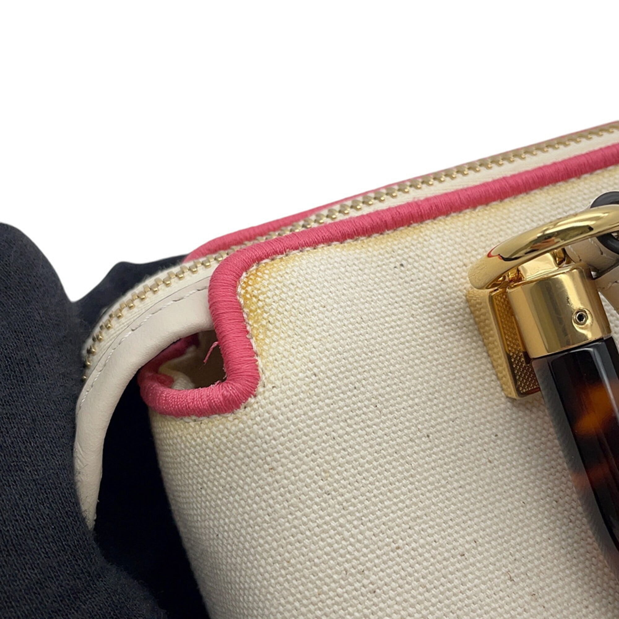 Fendi Pink White Canvas Handbag Shoulder Bag (Pre-Owned)