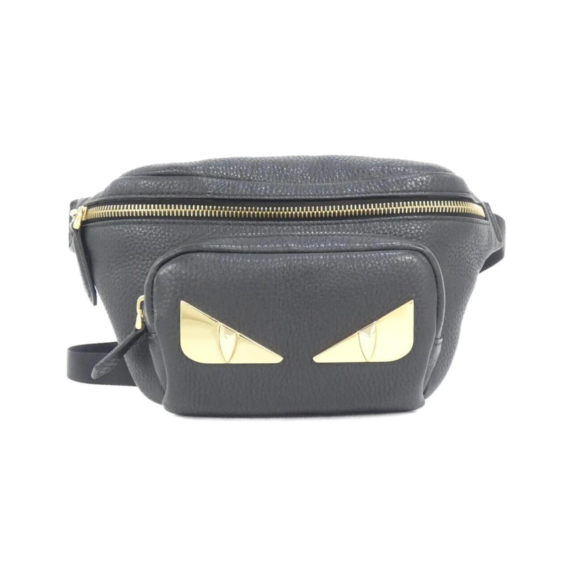 Fendi Black Leather Fanny Pack Handbag (Pre-Owned)