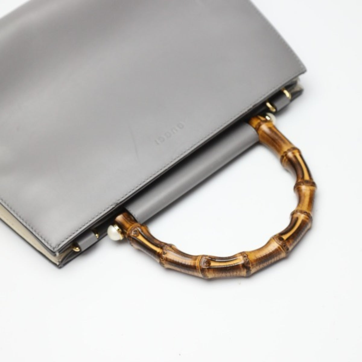 Gucci Gray Bamboo Handbag (Pre-Owned)