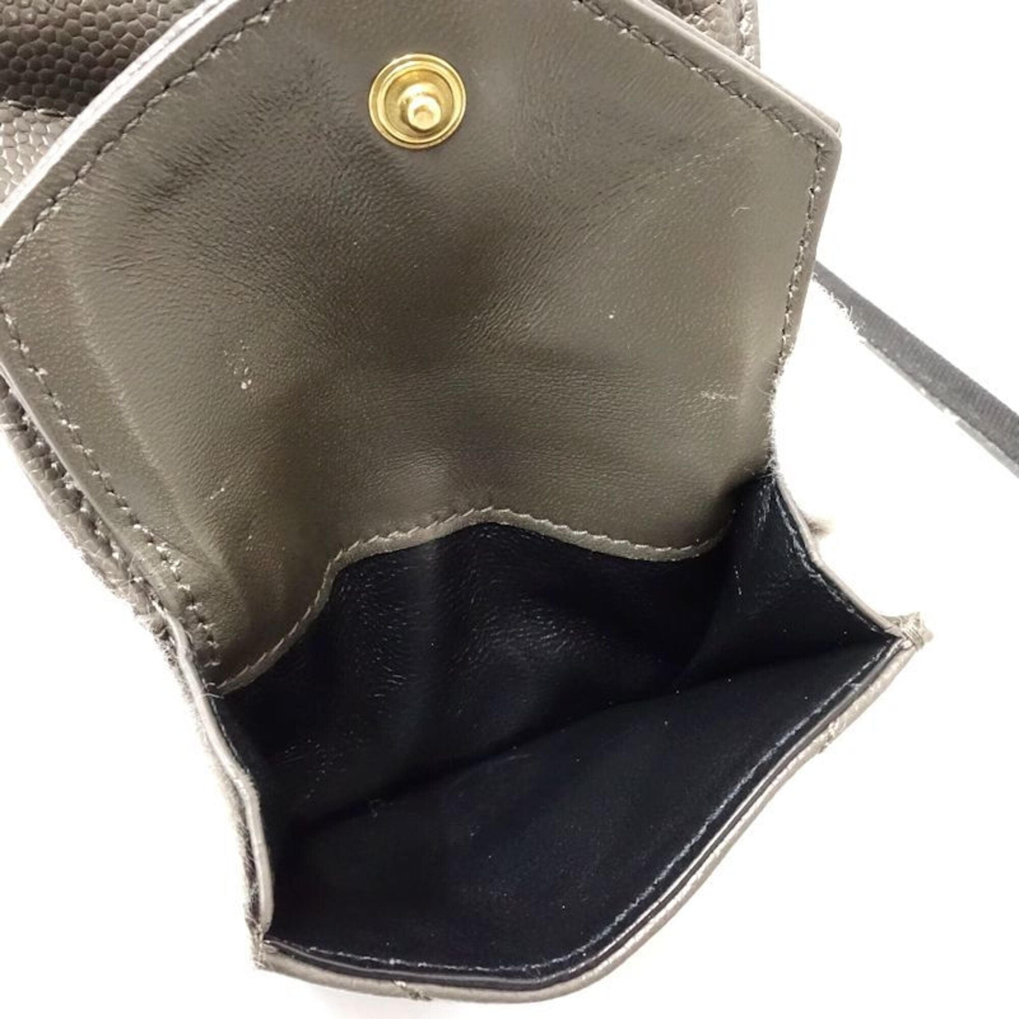 Saint Laurent Dark Gray Leather Wallet (Tri-Fold) (Pre-Owned)