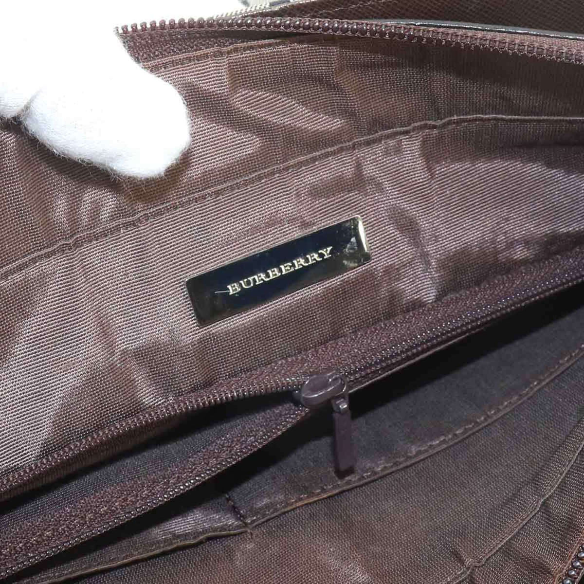 Burberry Beige Brown Canvas Leather Handbag (Pre-Owned)