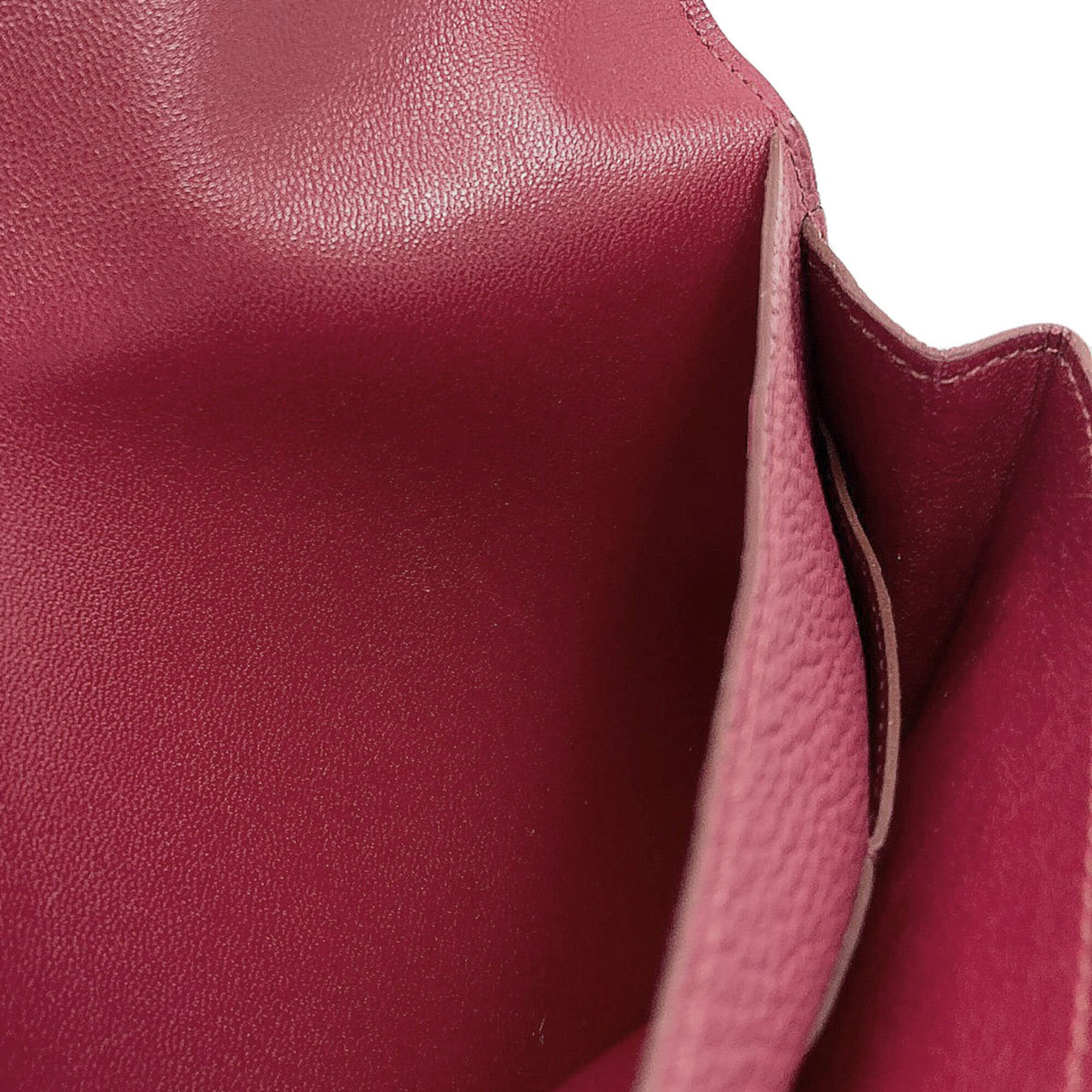 Hermes Red Color Togo Leather Long Wallet (Bi-Fold) (Pre-Owned)